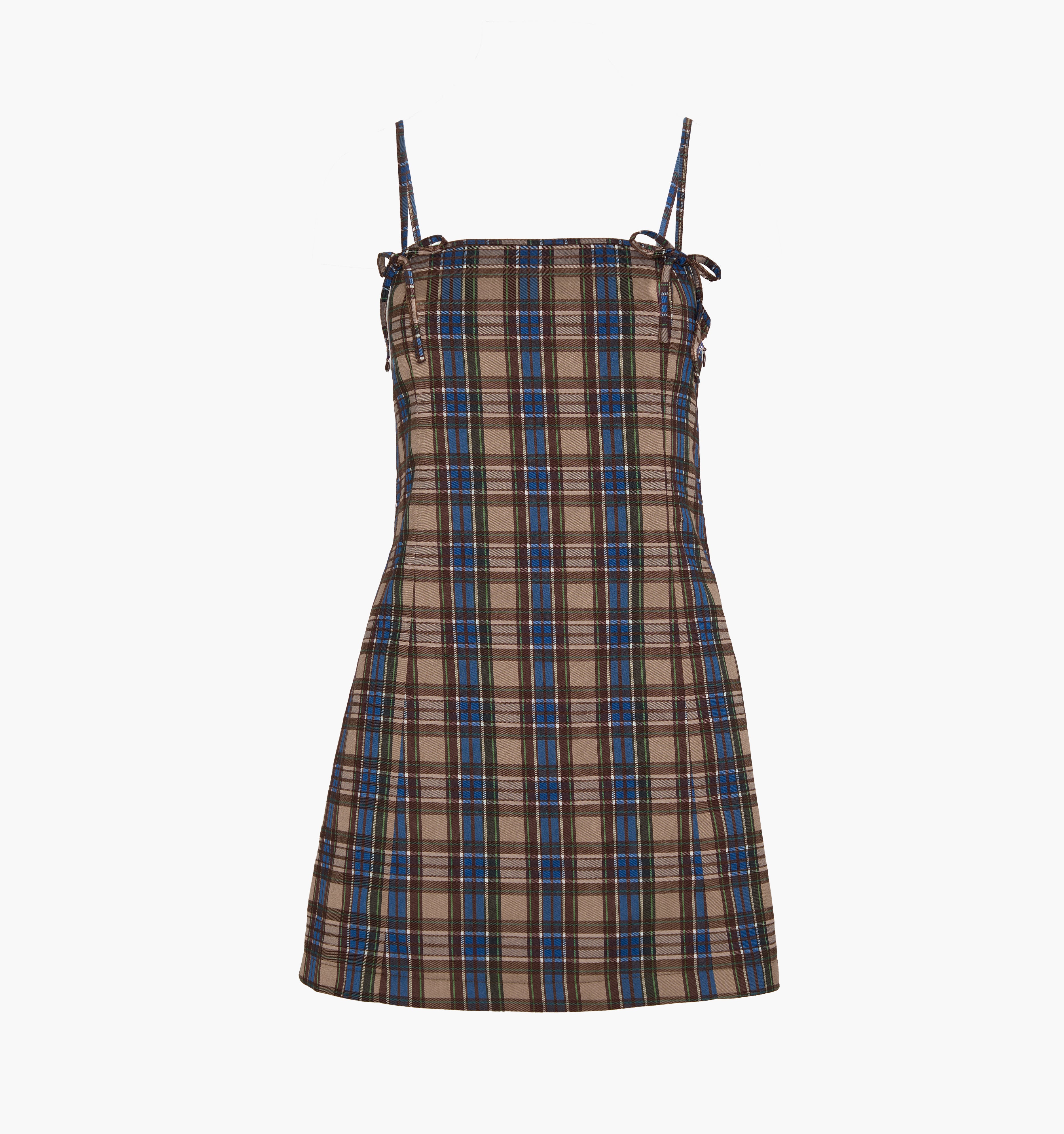 The Rennie Dress in Brown Spencer Plaid color: Brown Spencer Plaid 