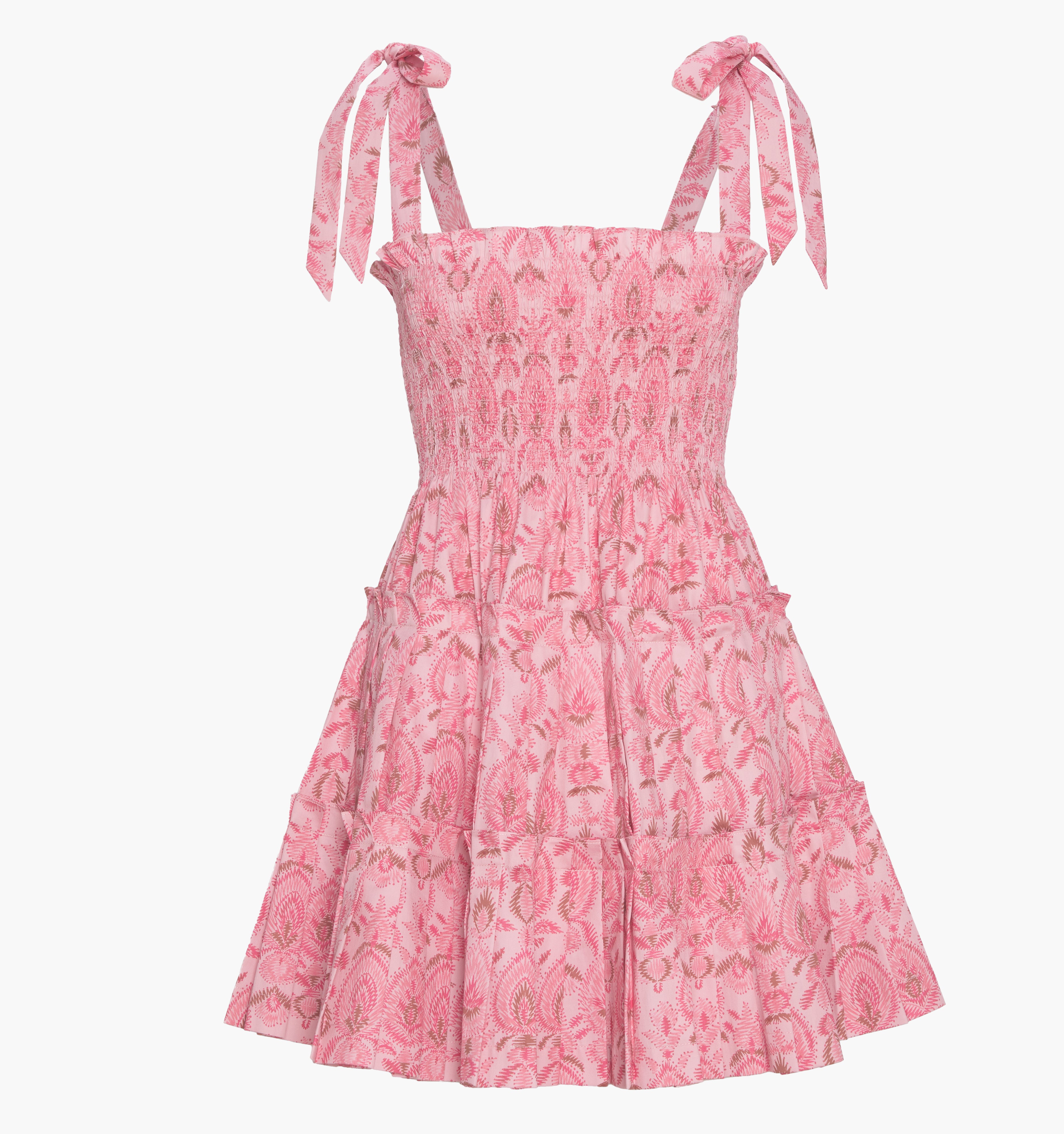 The Ribbon Charlotte Nap Dress - Pink Palm Ikat