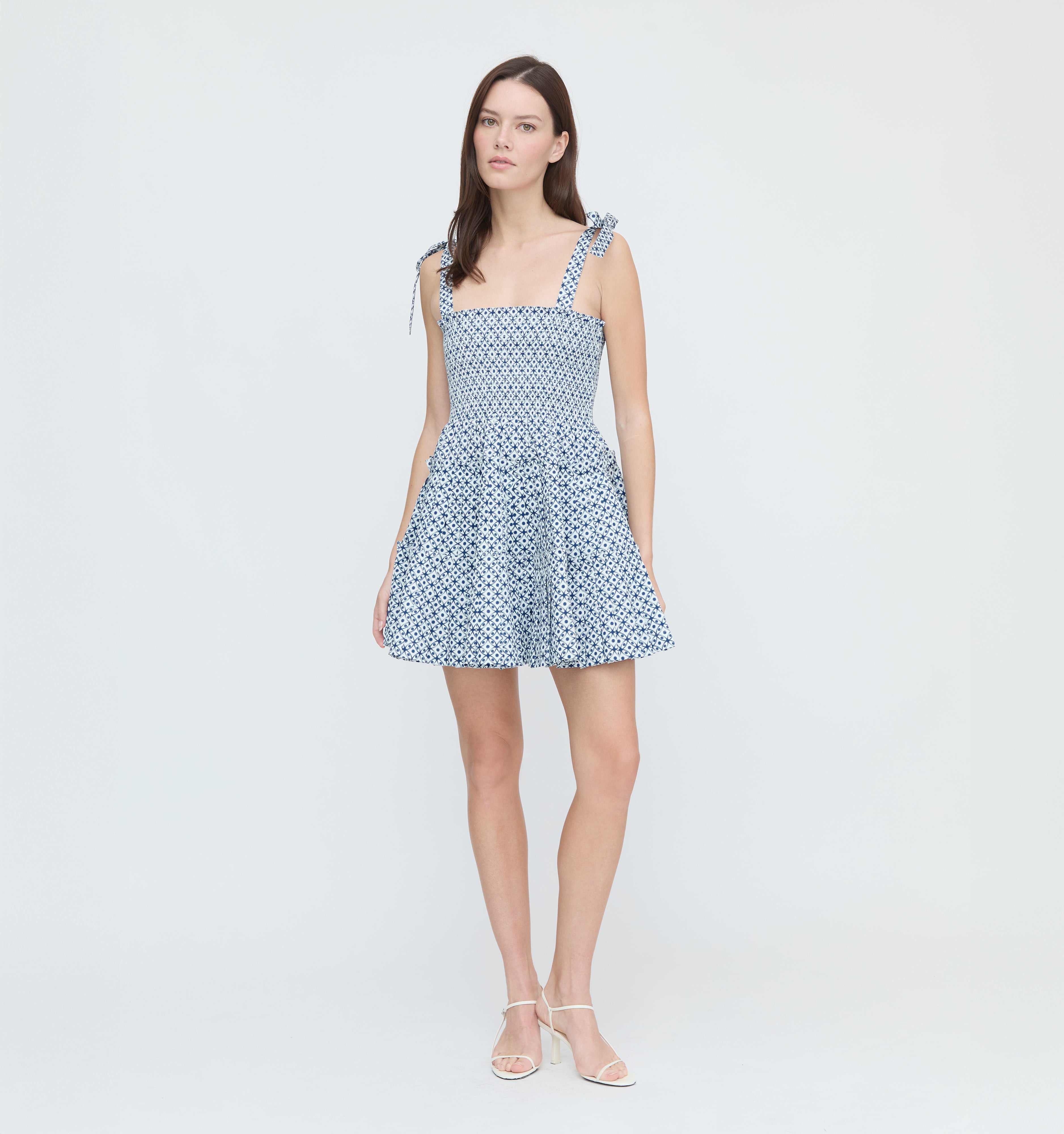 The Ribbon Charlotte Nap Dress - Navy Circular Lattice