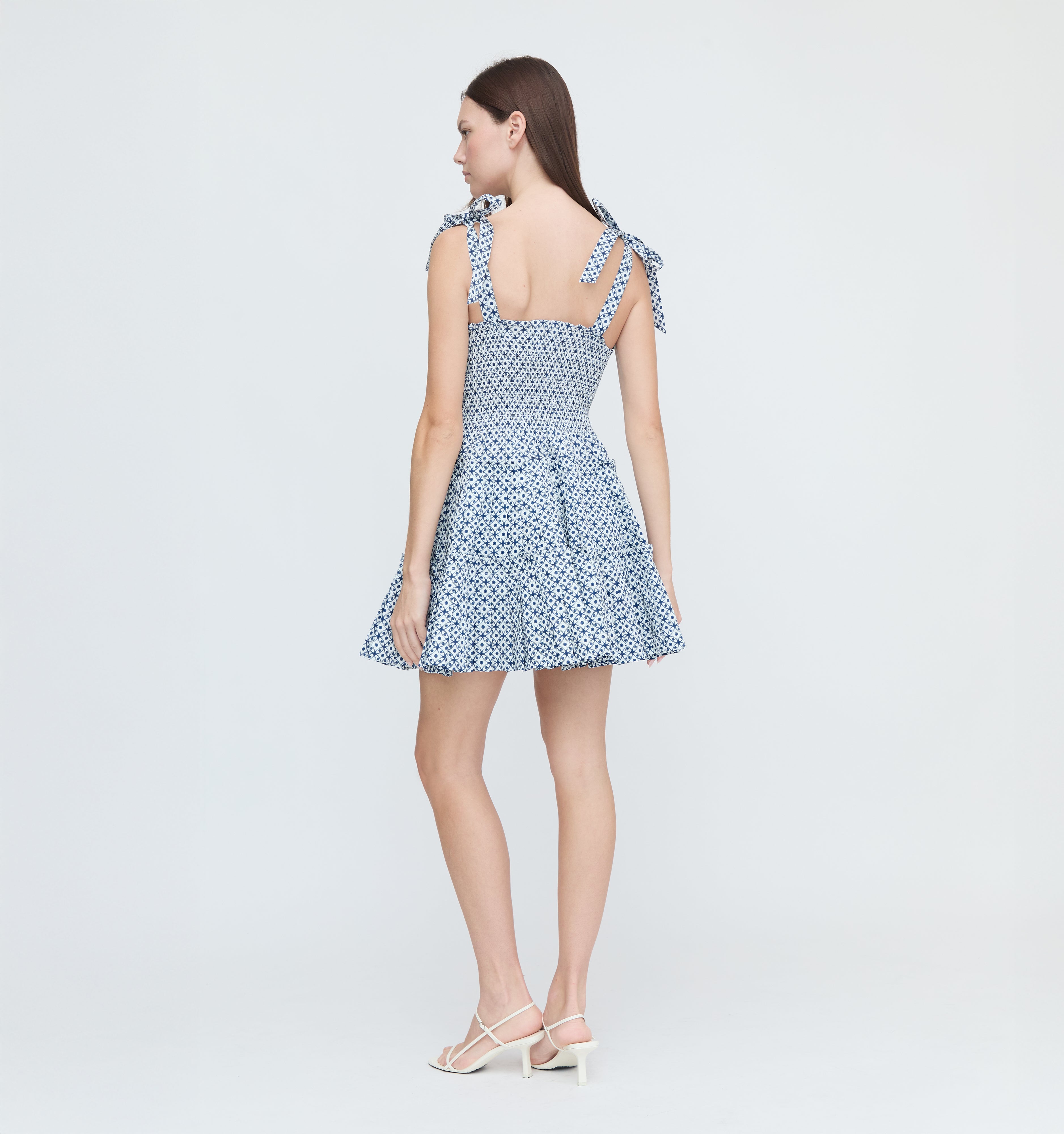 The Ribbon Charlotte Nap Dress - Navy Circular Lattice