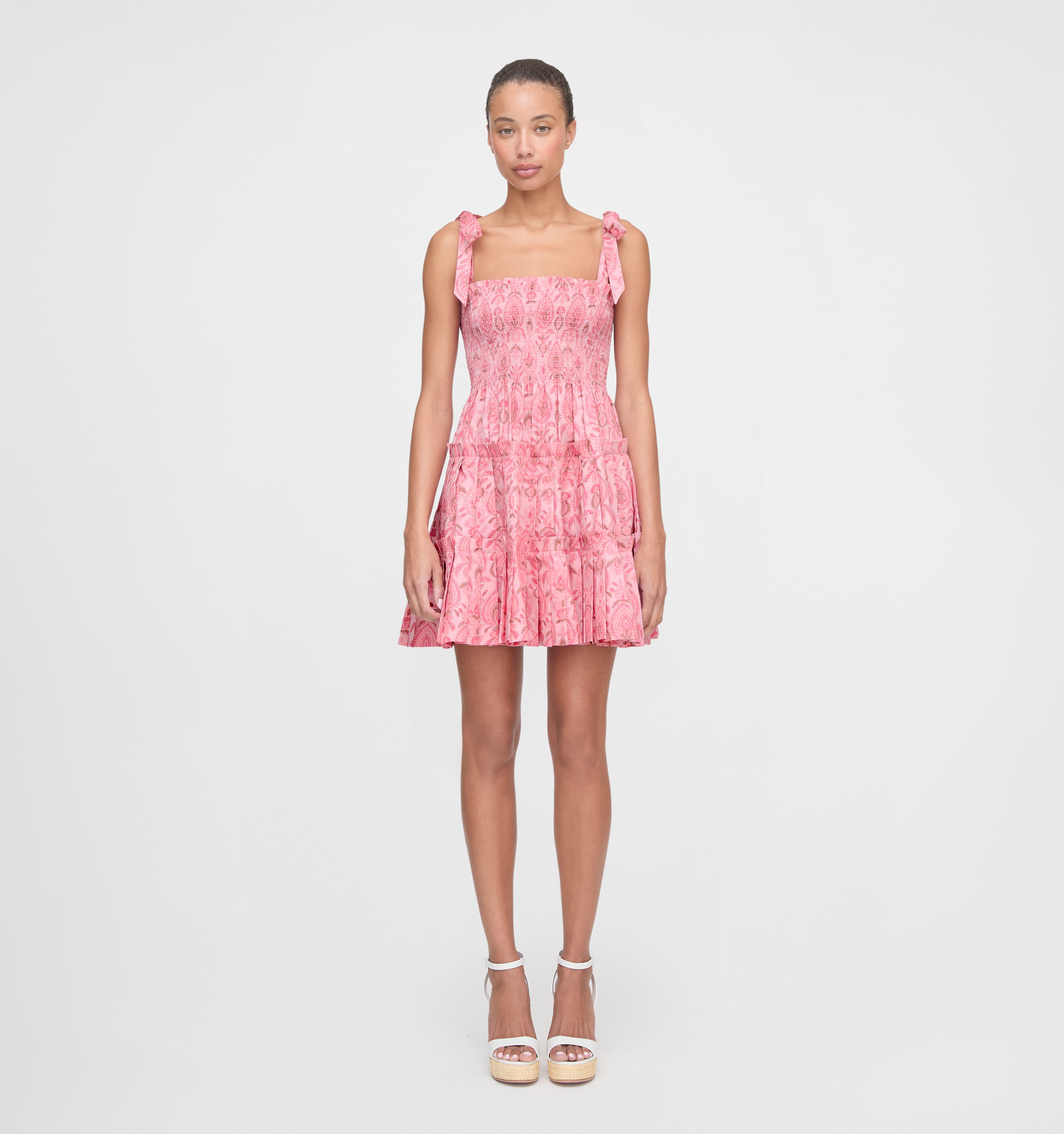The Ribbon Charlotte Nap Dress - Pink Palm Ikat