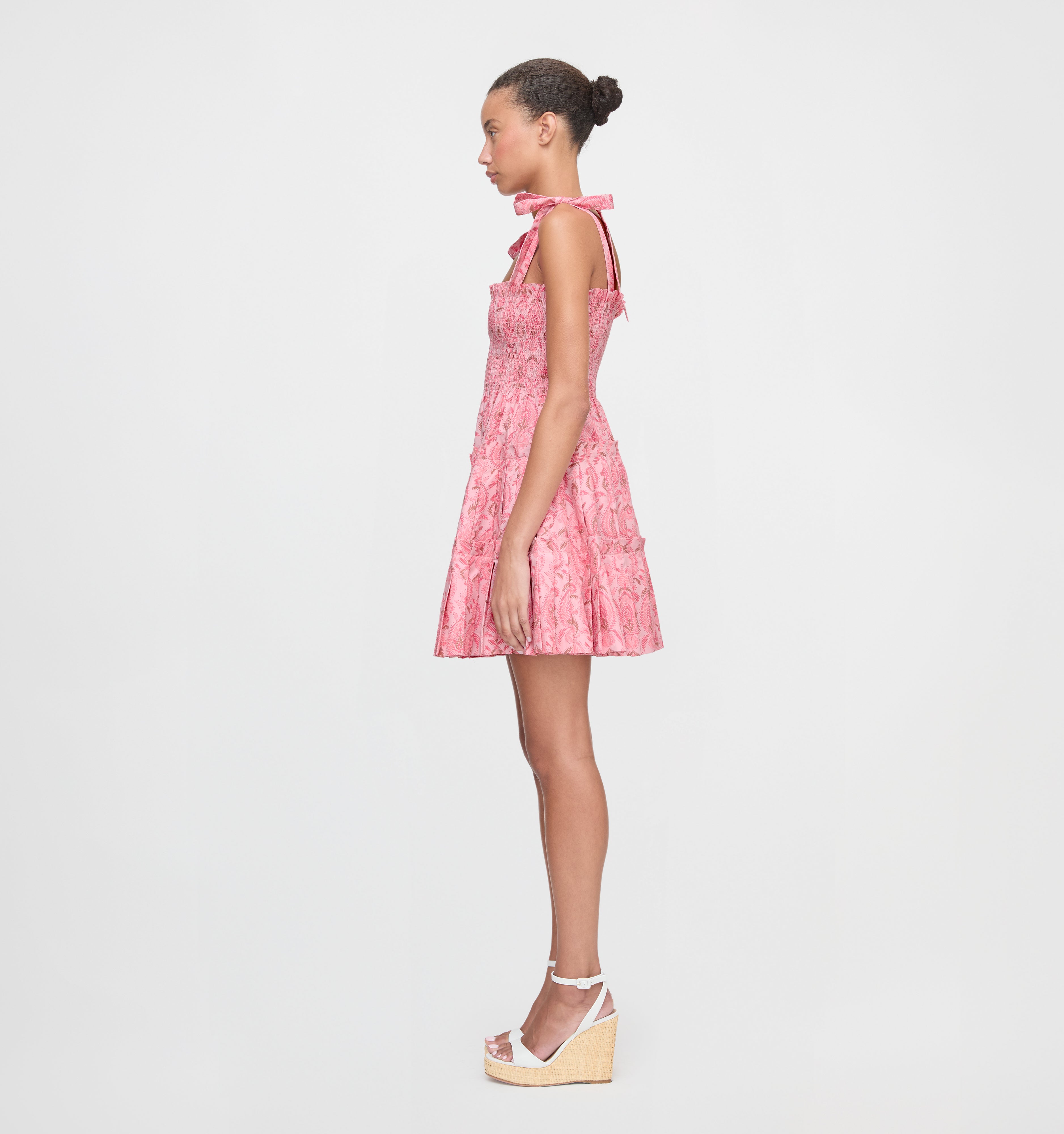 The Ribbon Charlotte Nap Dress - Pink Palm Ikat