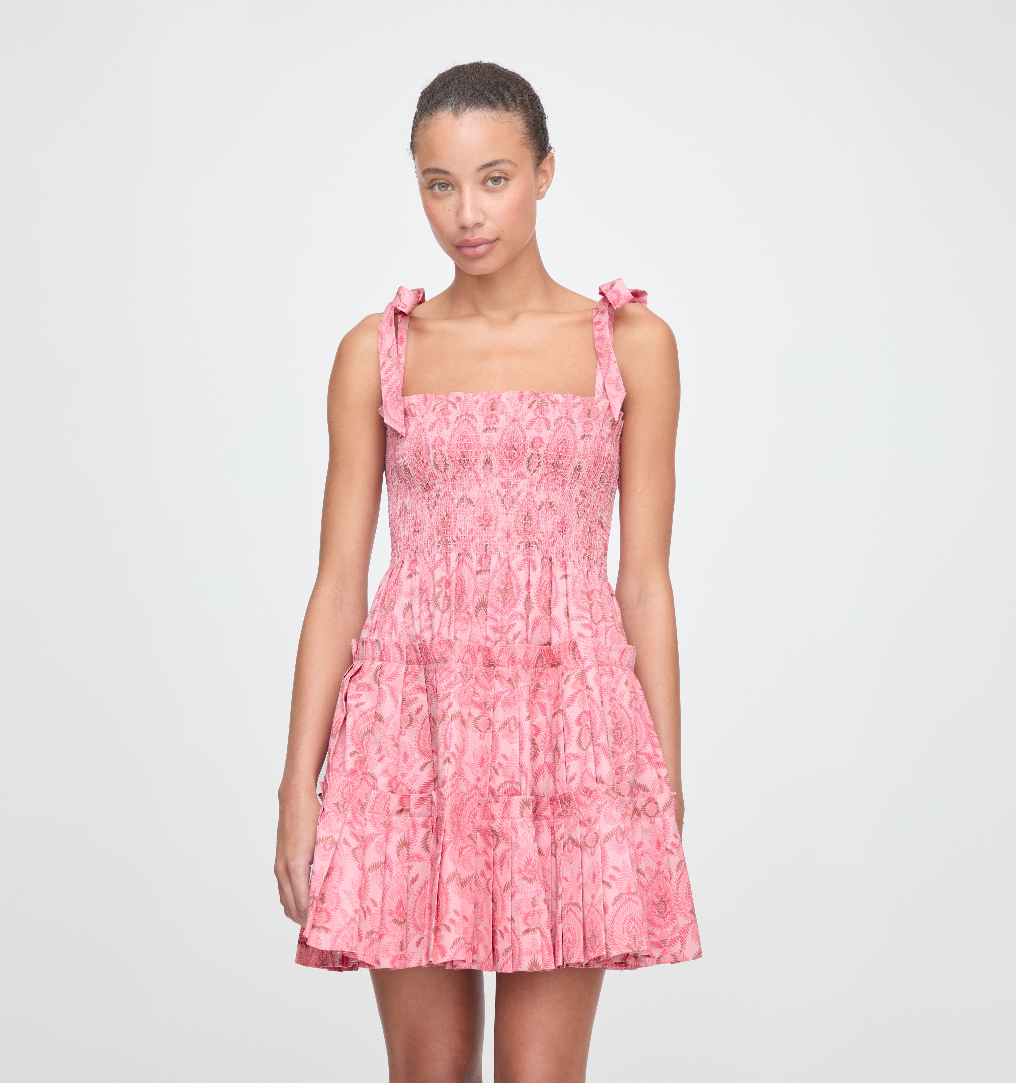 The Ribbon Charlotte Nap Dress - Pink Palm Ikat