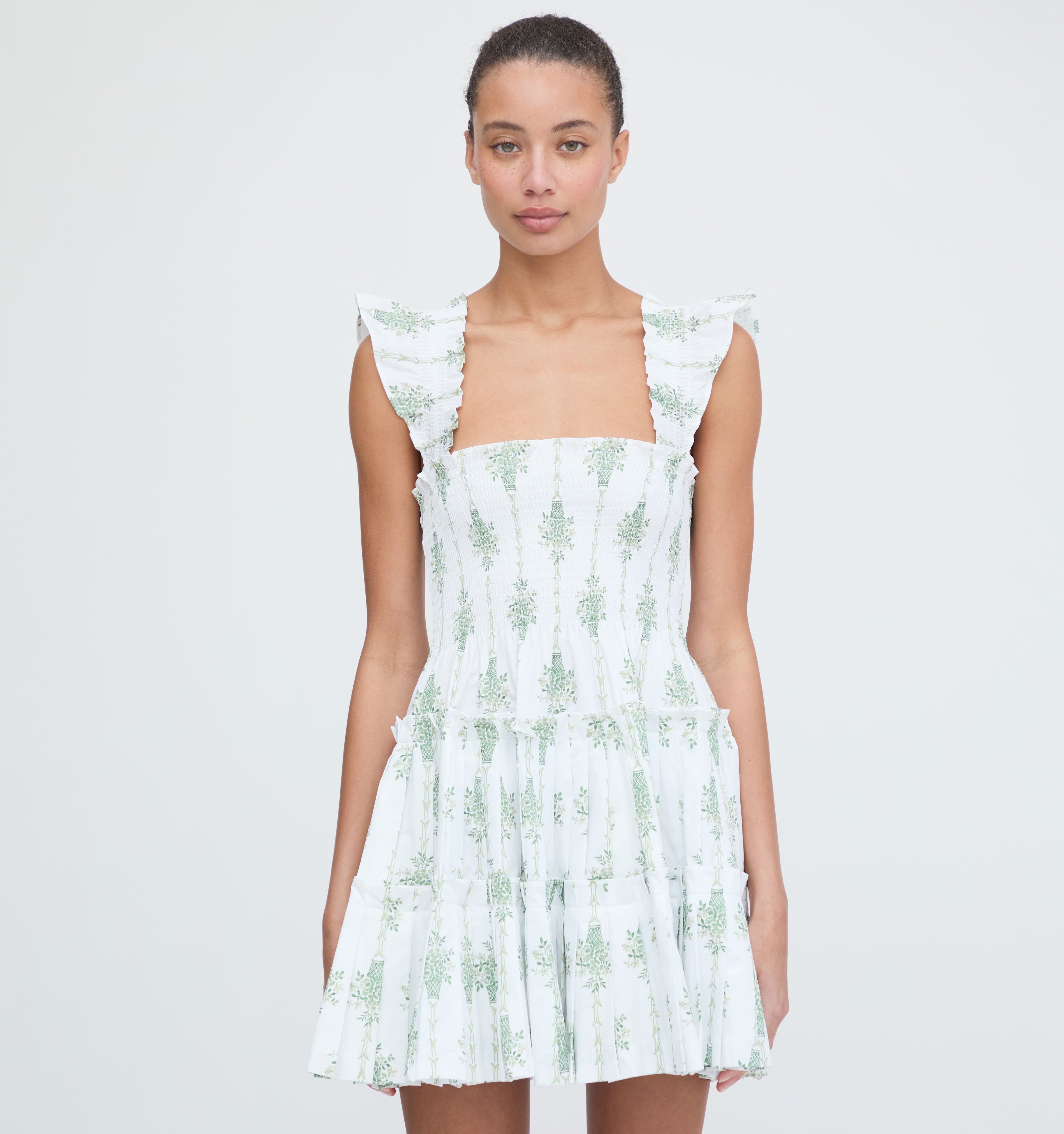 The Charlotte Nap Dress - Apple Green Basket Stripe