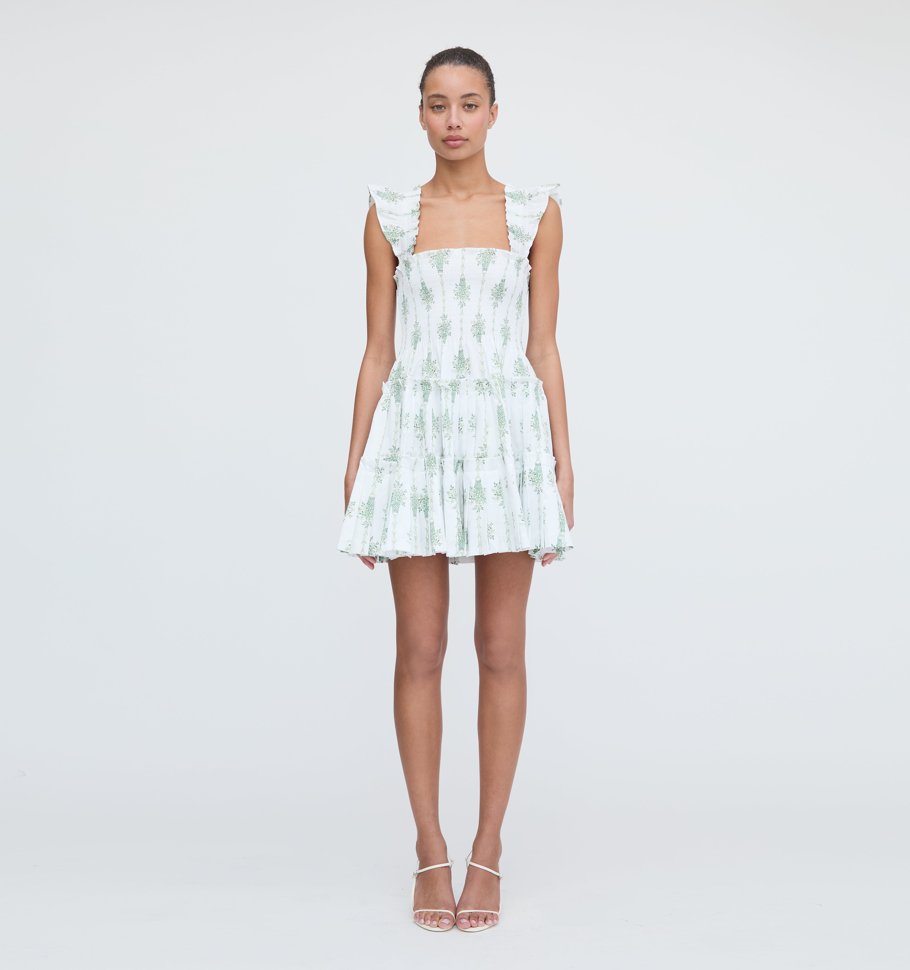 The Charlotte Nap Dress - Apple Green Basket Stripe