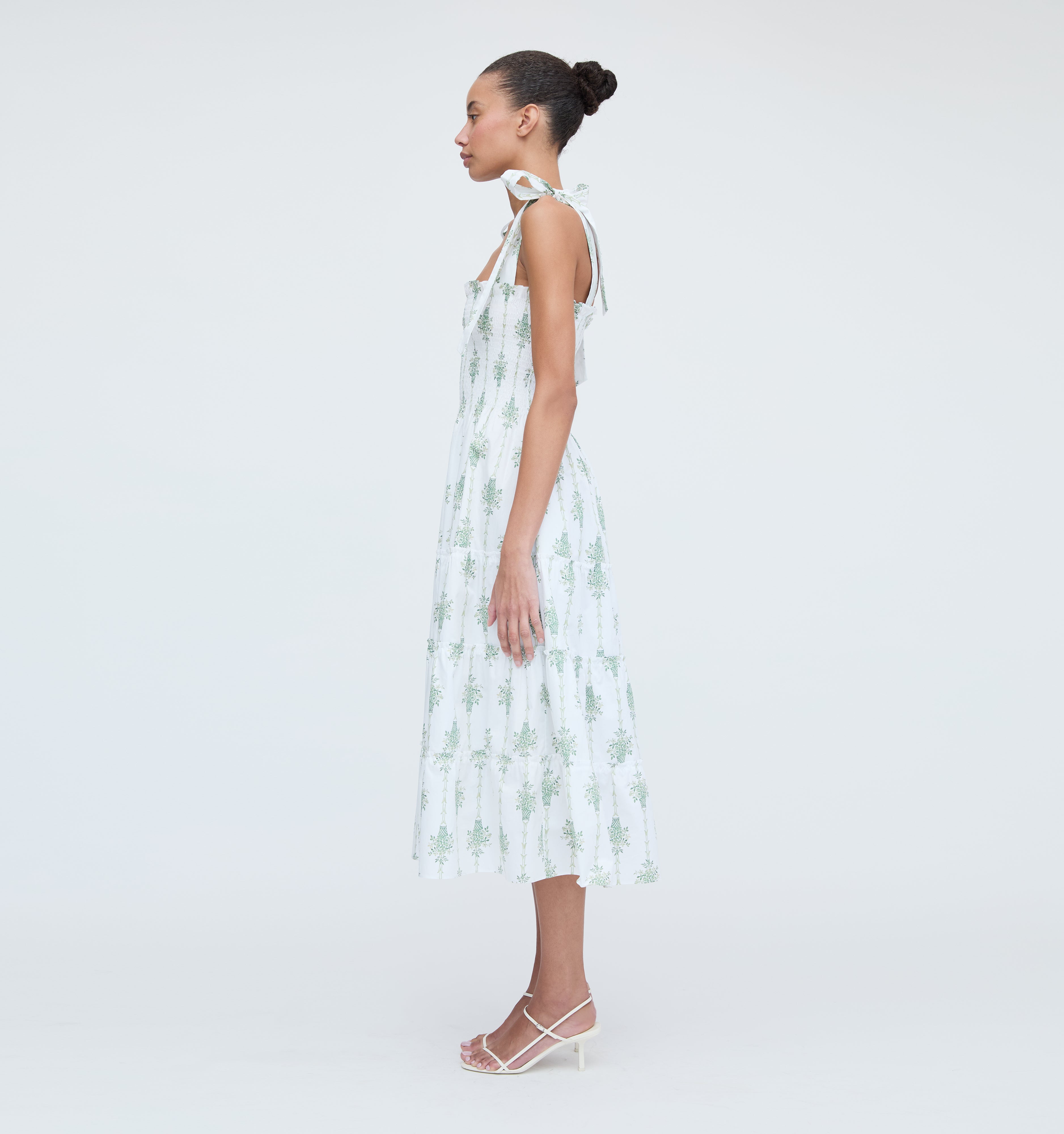 The Ribbon Ellie Nap Dress - Apple Green Basket Stripe