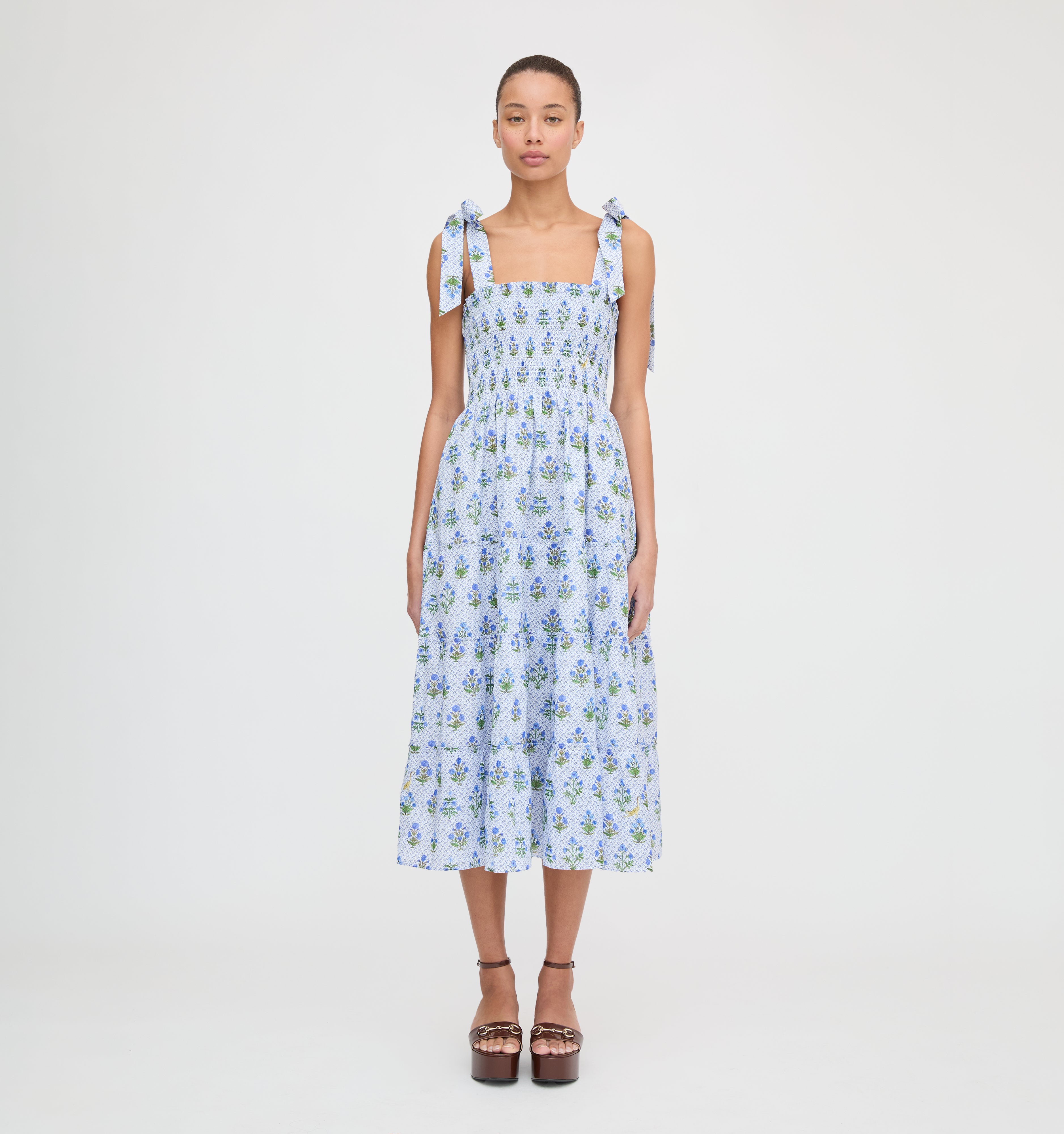 The Ribbon Ellie Nap Dress - Blue Block Print