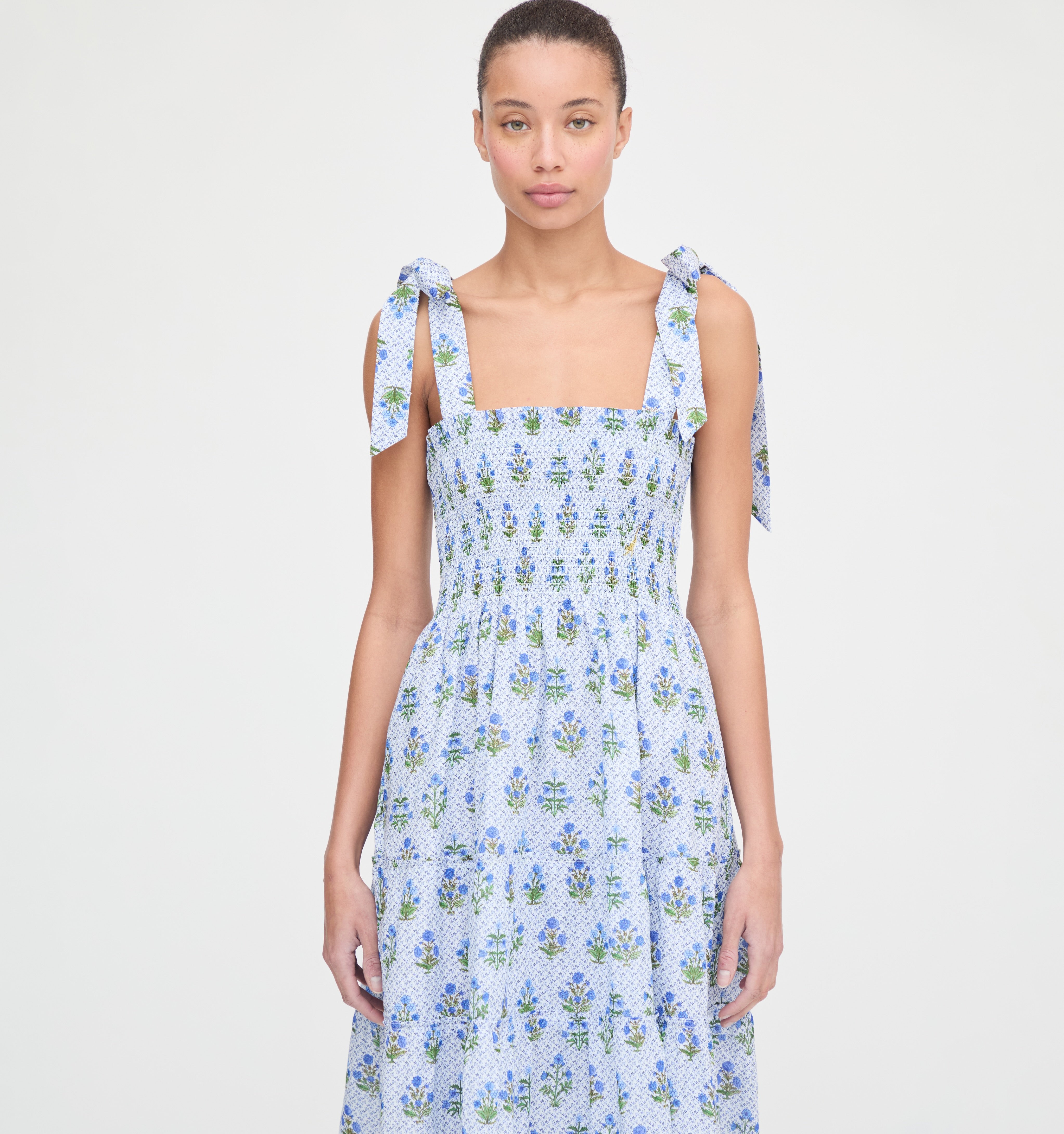 The Ribbon Ellie Nap Dress - Blue Block Print