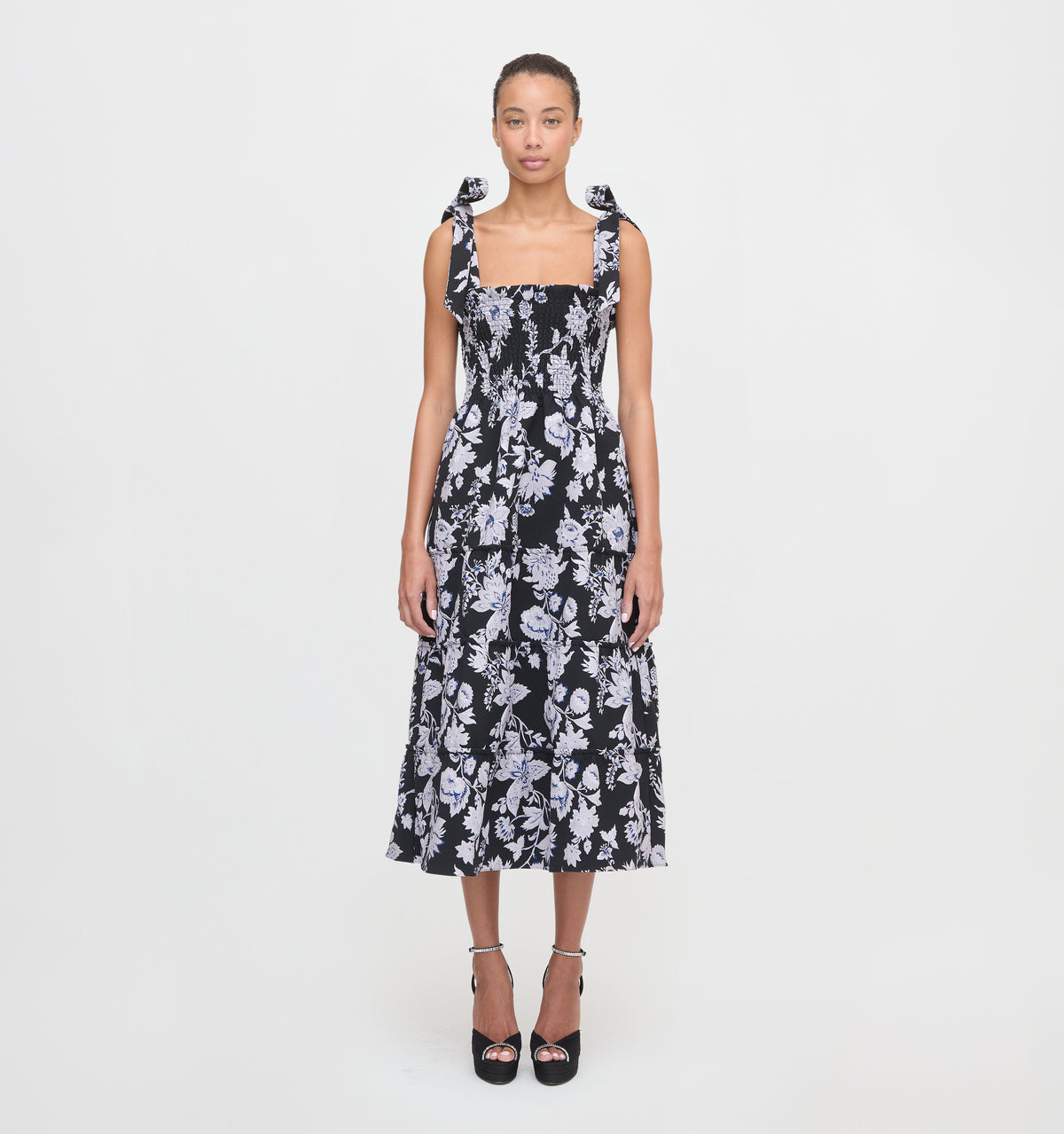 The Ribbon Ellie Nap Dress in Winter Jasmine Brocade color: Winter Jasmine Brocade
