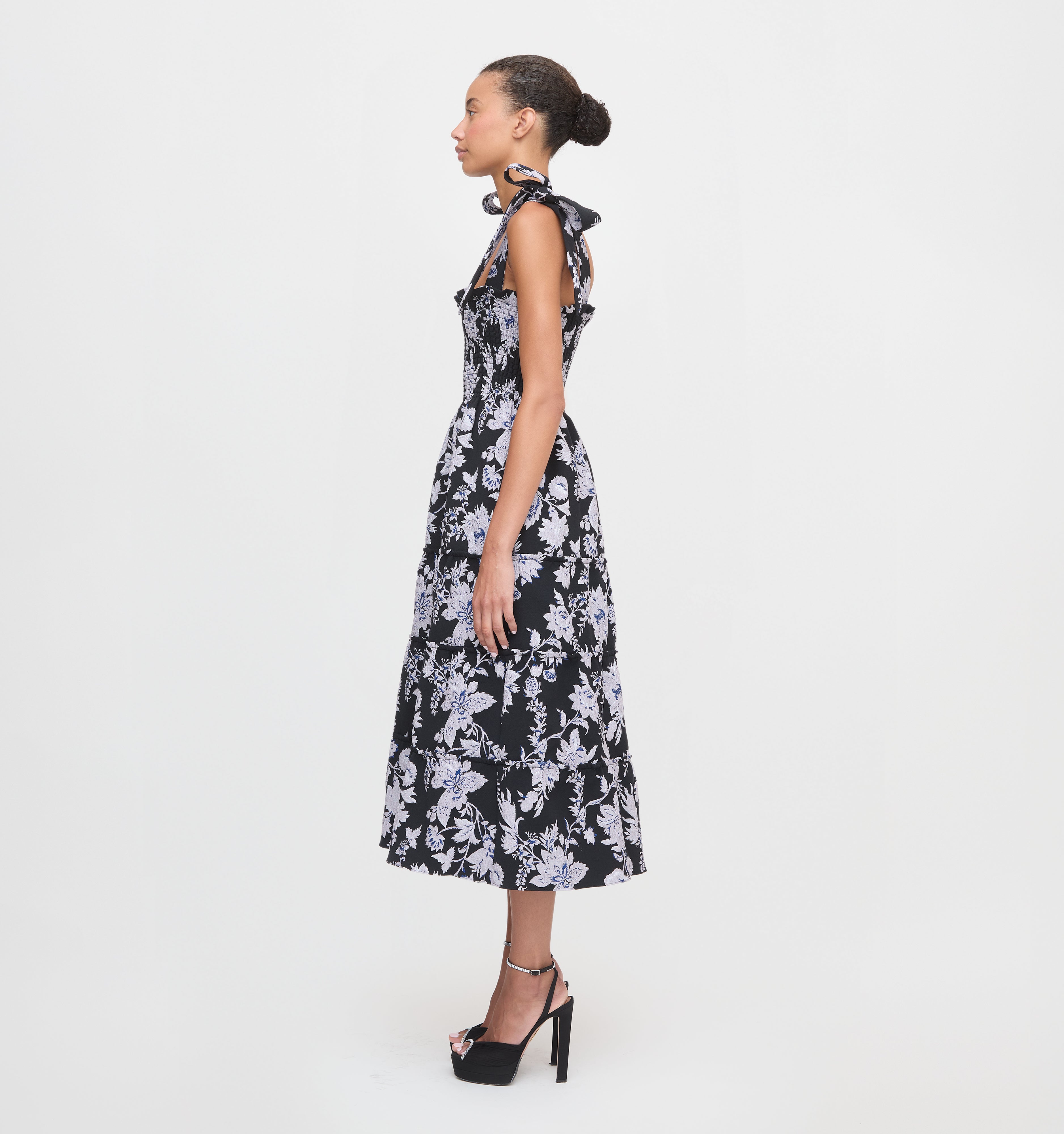 The Ribbon Ellie Nap Dress in Winter Jasmine Brocade color: Winter Jasmine Brocade