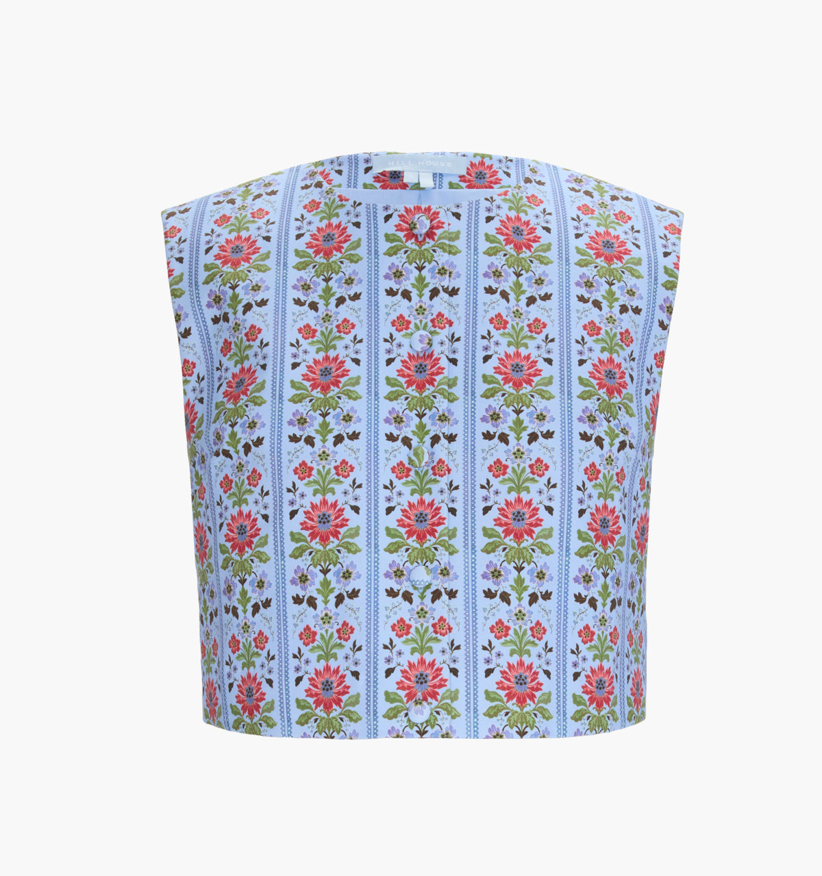 The Rosalie Top - Blue Floral Block Stripe