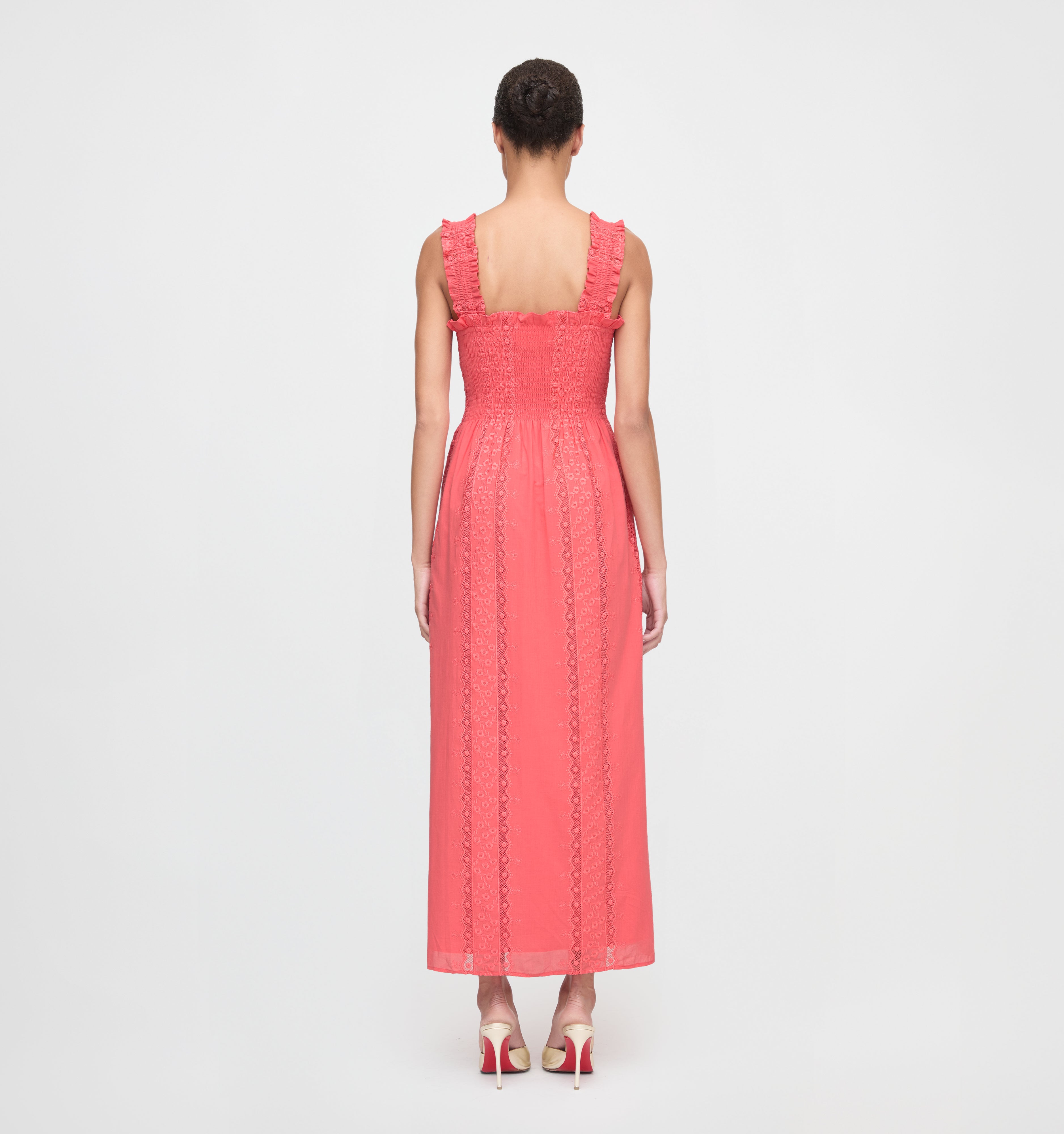The Rosetta Nap Dress - Coral Voile Broderie