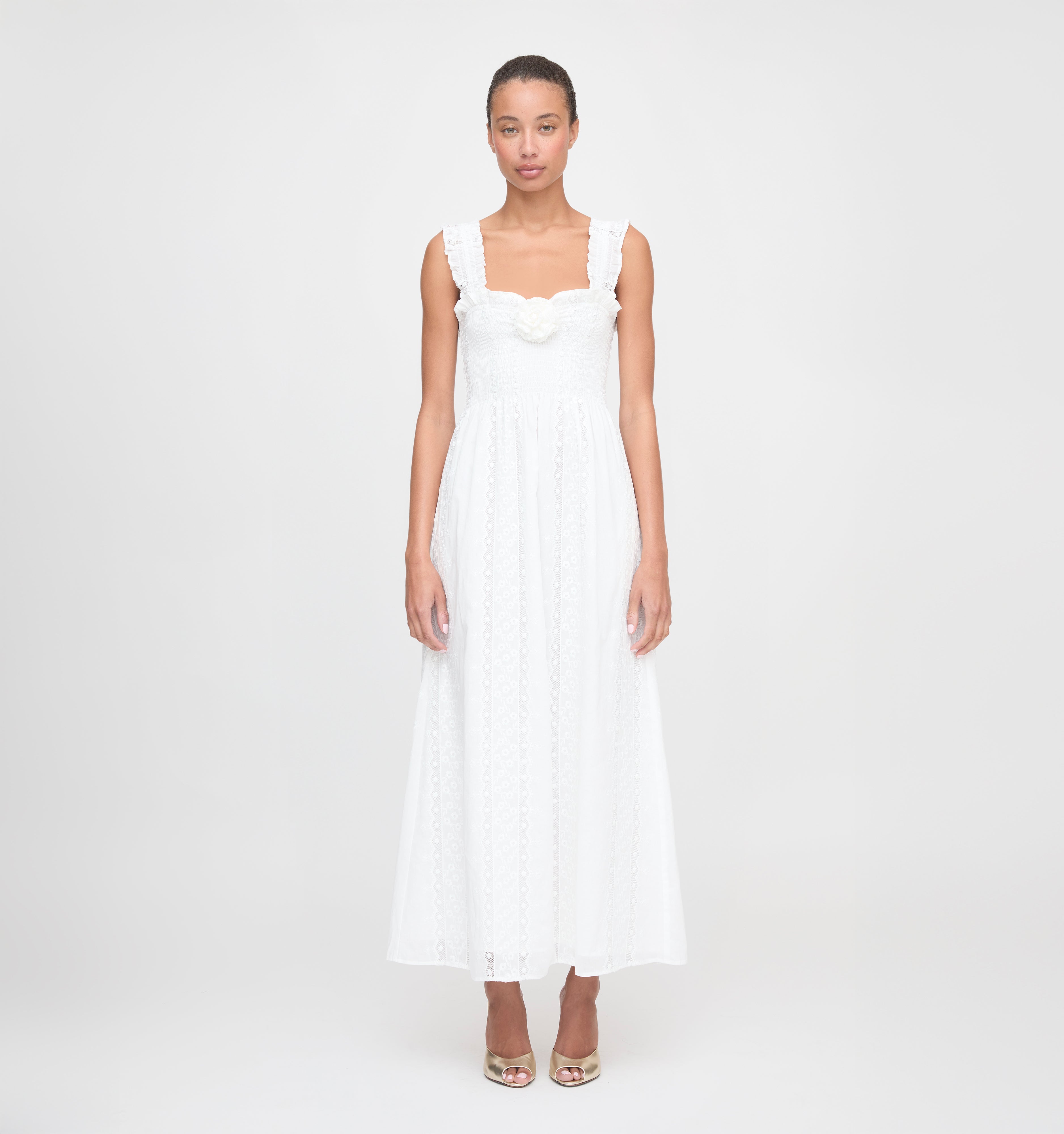 The Rosetta Nap Dress - White Broderie Voile