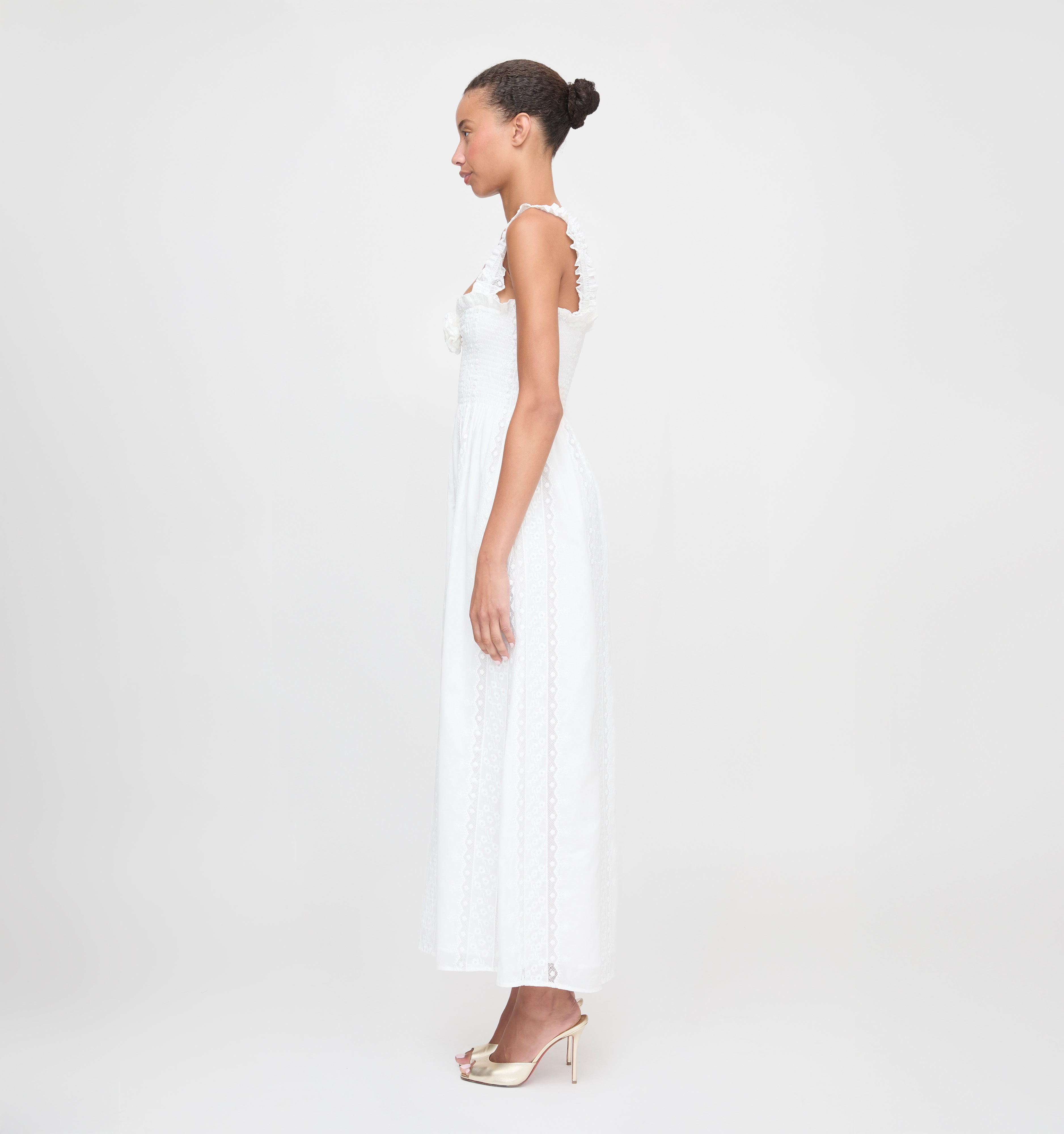 The Rosetta Nap Dress - White Broderie Voile