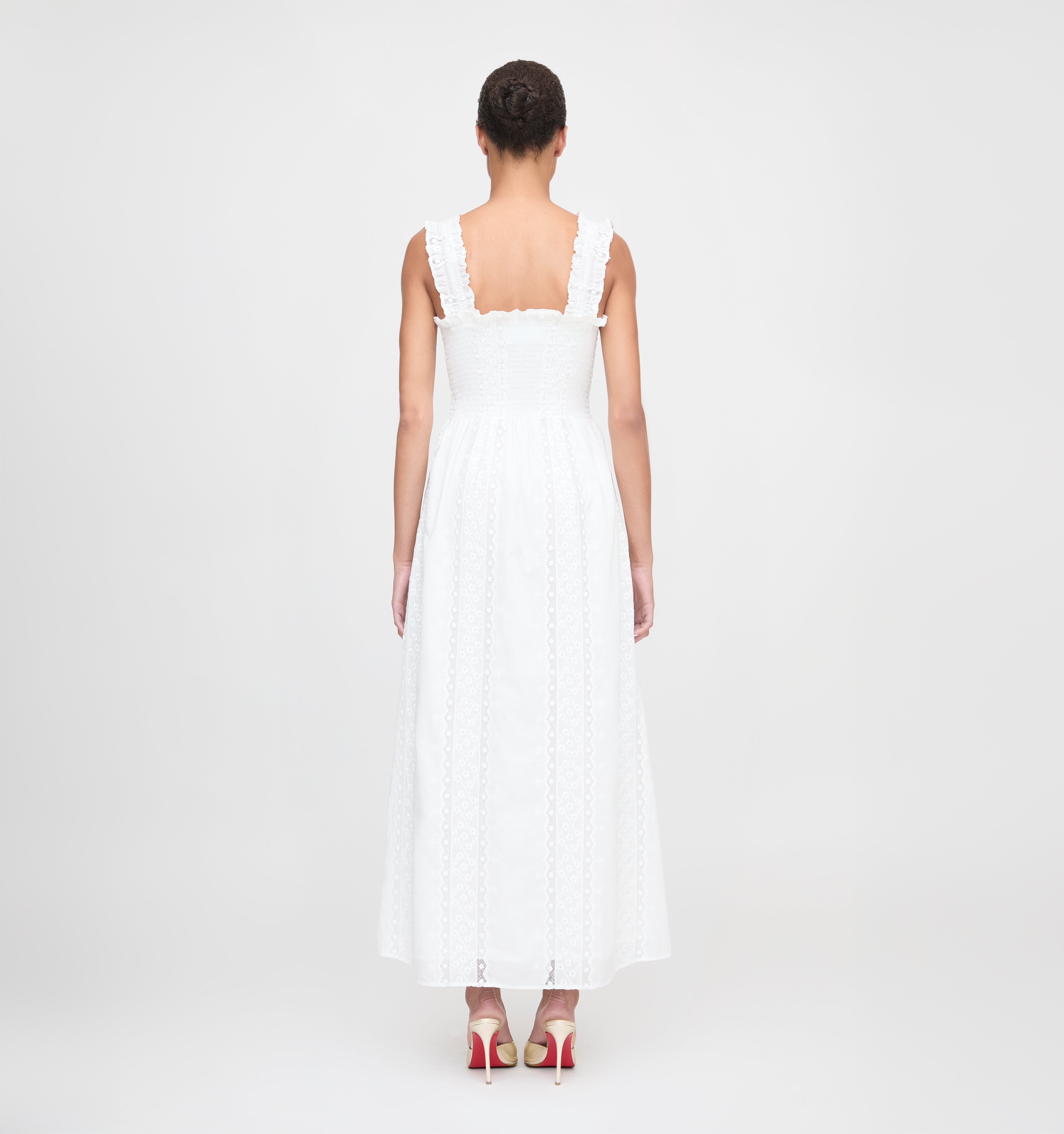 The Rosetta Nap Dress - White Broderie Voile
