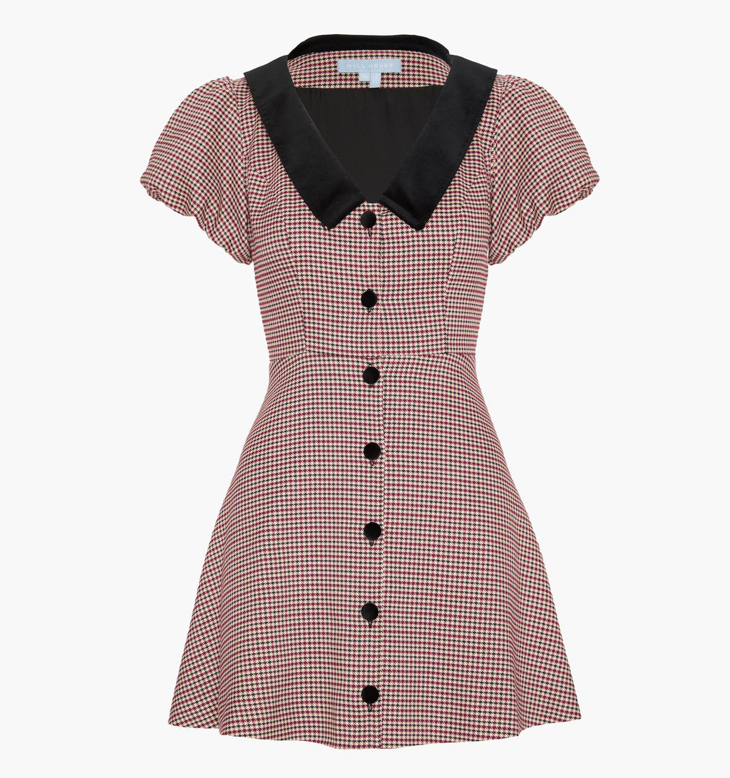 The Samantha Dress - Burgundy Holmes Houndstooth  Hill House Home
