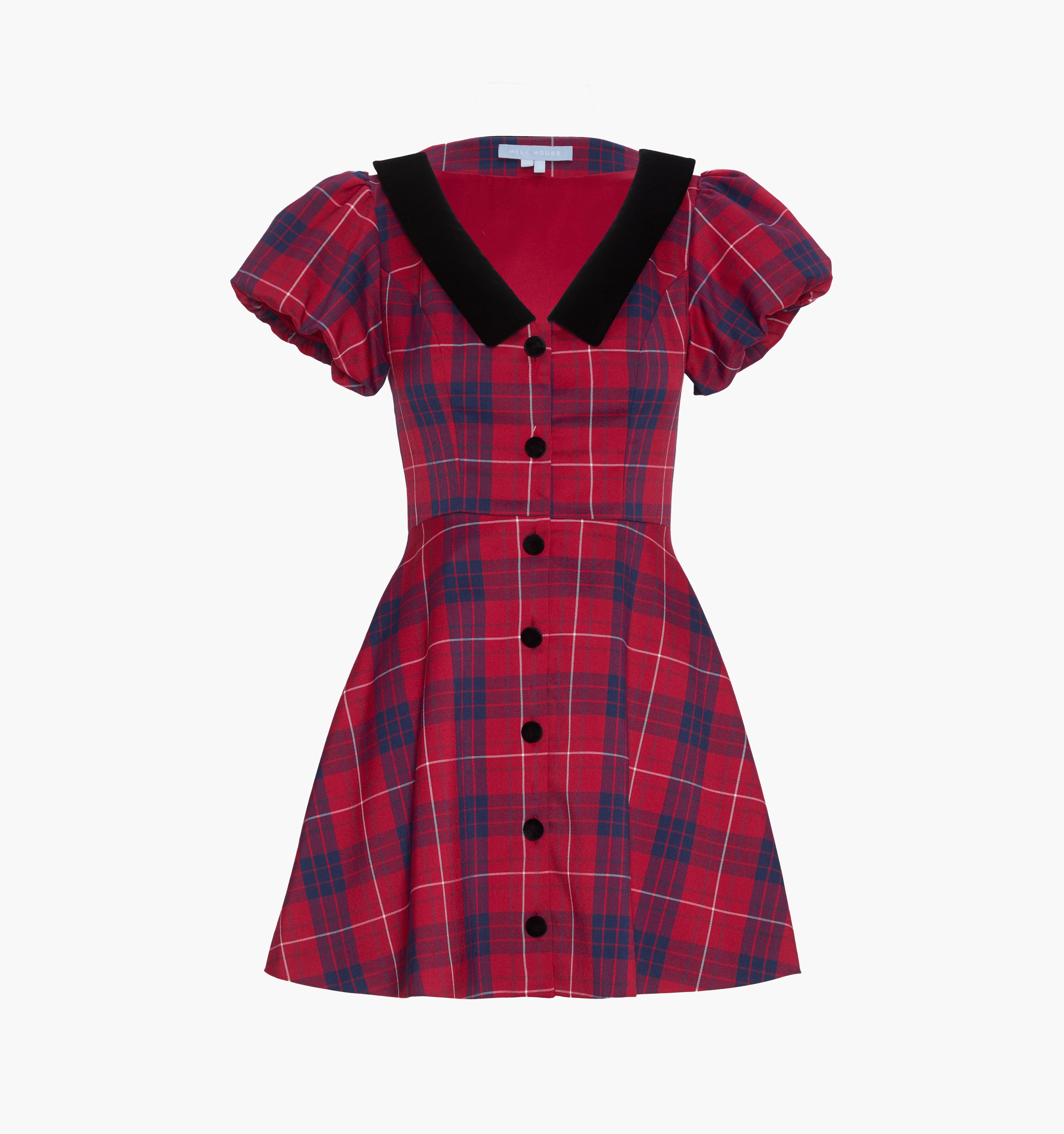 The Samantha Dress in Cherry Tartan color: Cherry Tartan