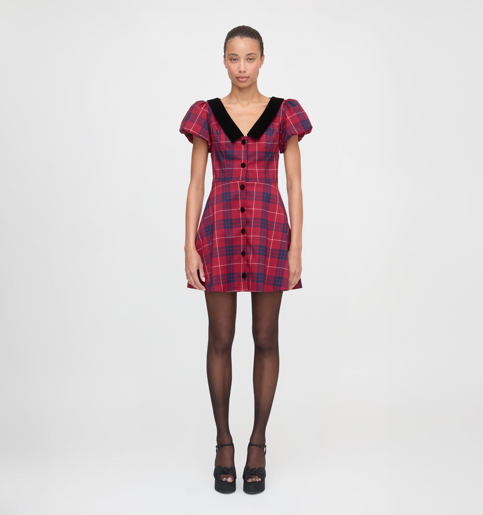 The Samantha Dress - Cherry Tartan – Hill House Home