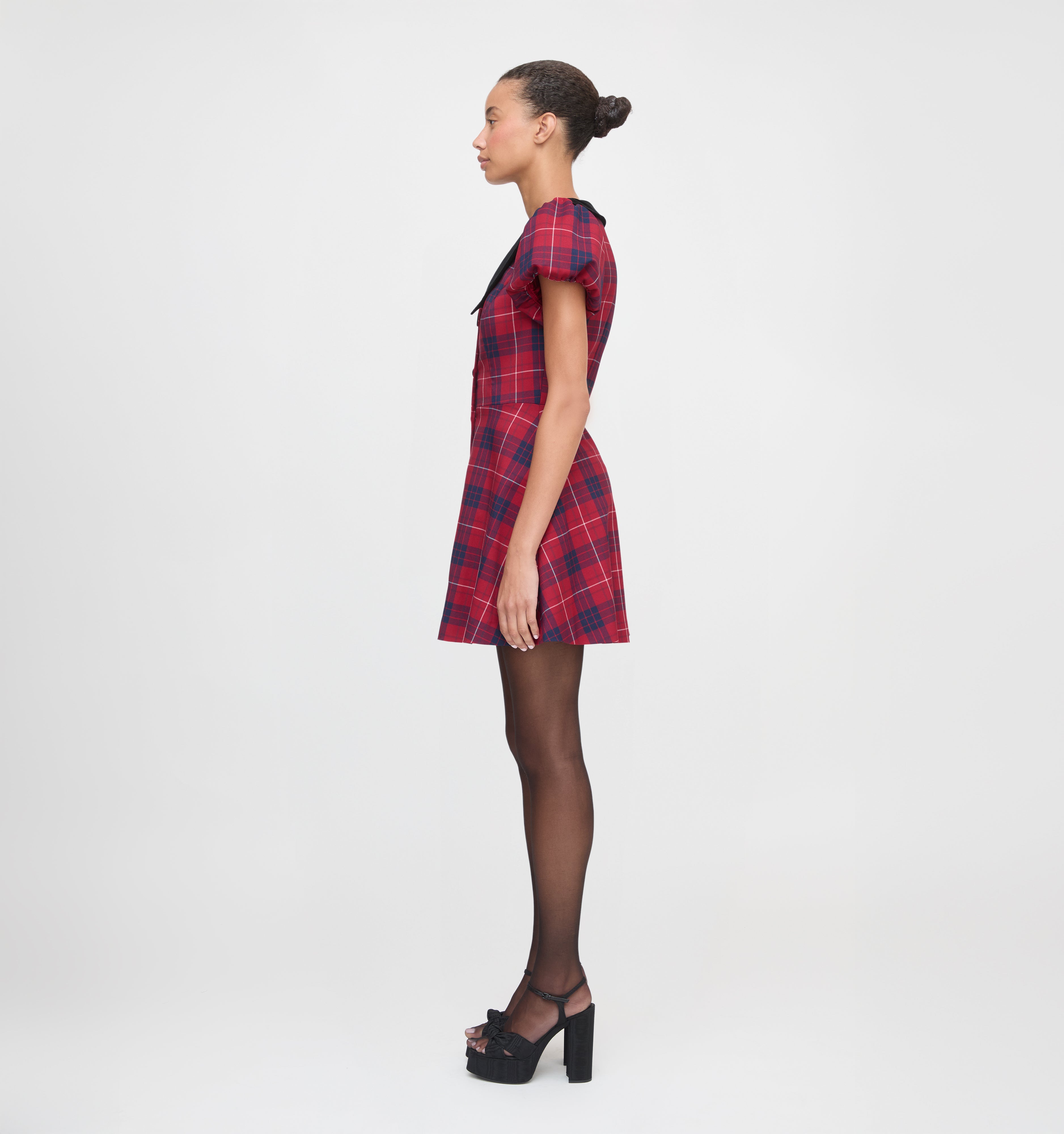 The Samantha Dress in Cherry Tartan color: Cherry Tartan