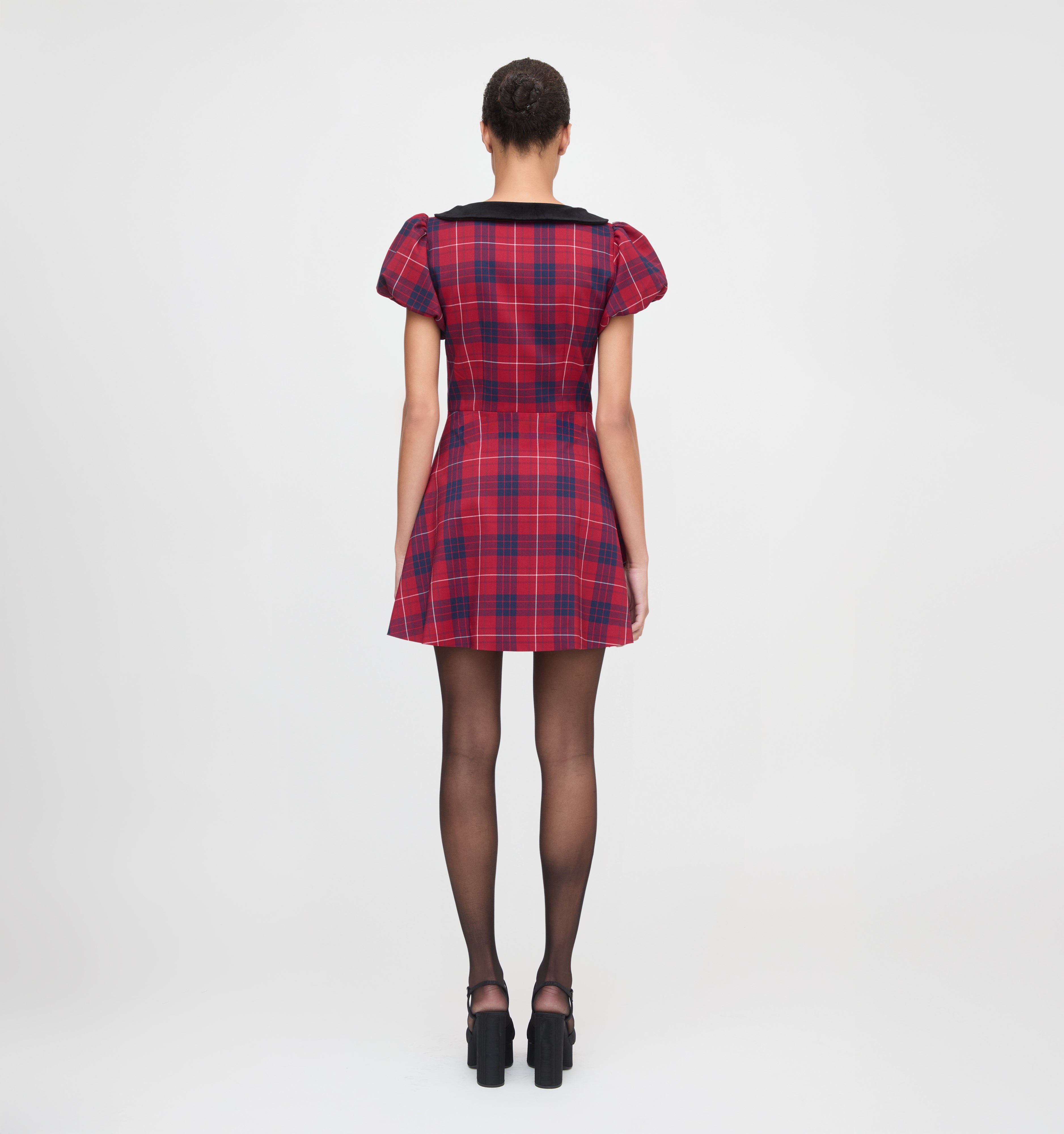 The Samantha Dress in Cherry Tartan color: Cherry Tartan