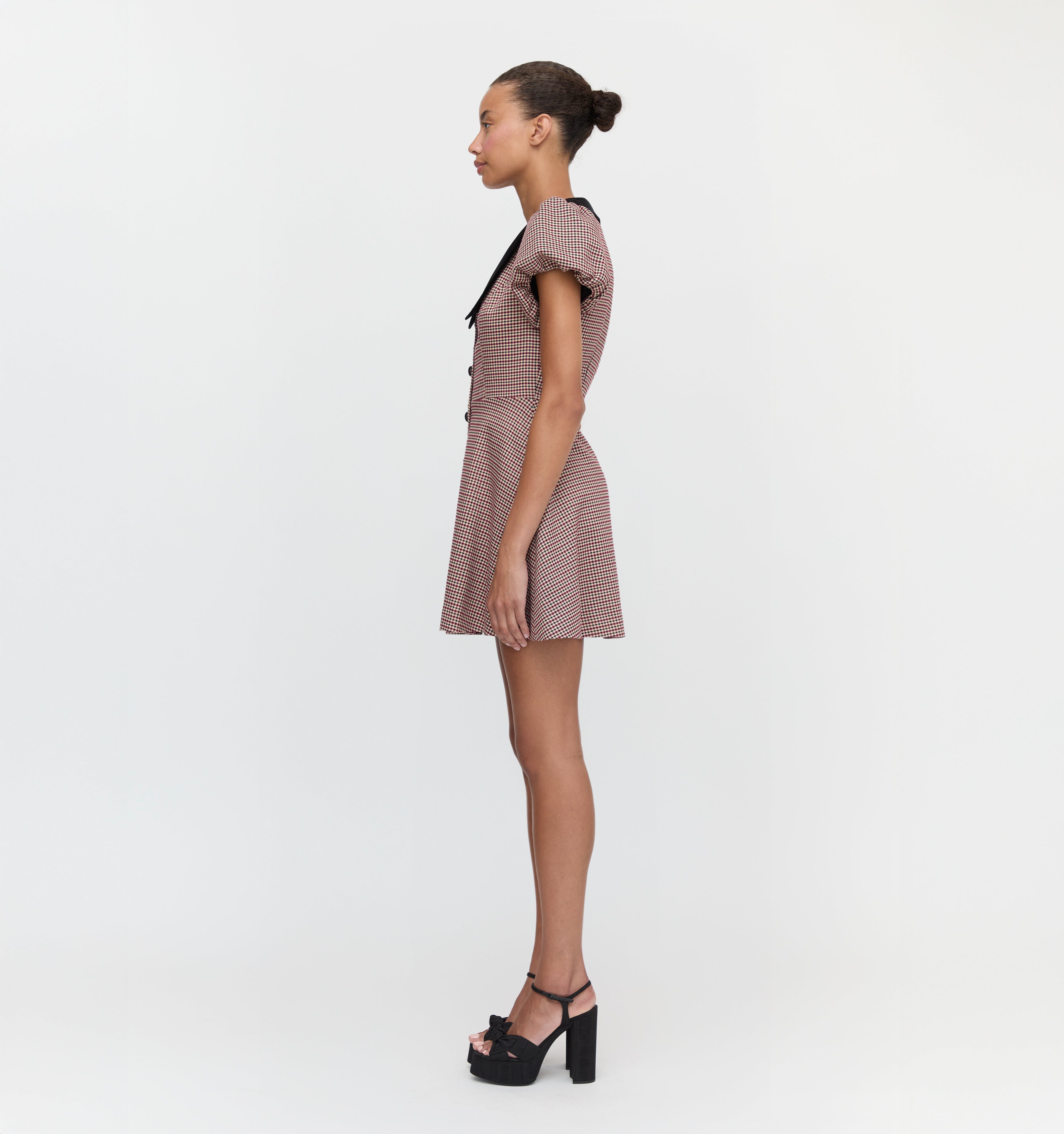 The Samantha Dress in Burgundy Holmes Houndstooth color: Burgundy Holmes Houndstooth 