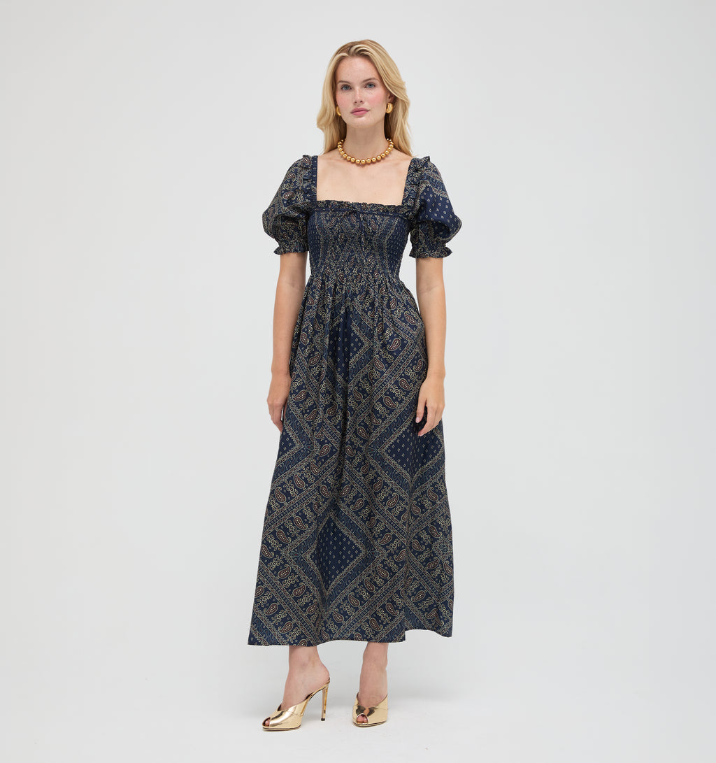 Hill House Home The Scarlett Nap Dress - Carnaby Scarf Navy