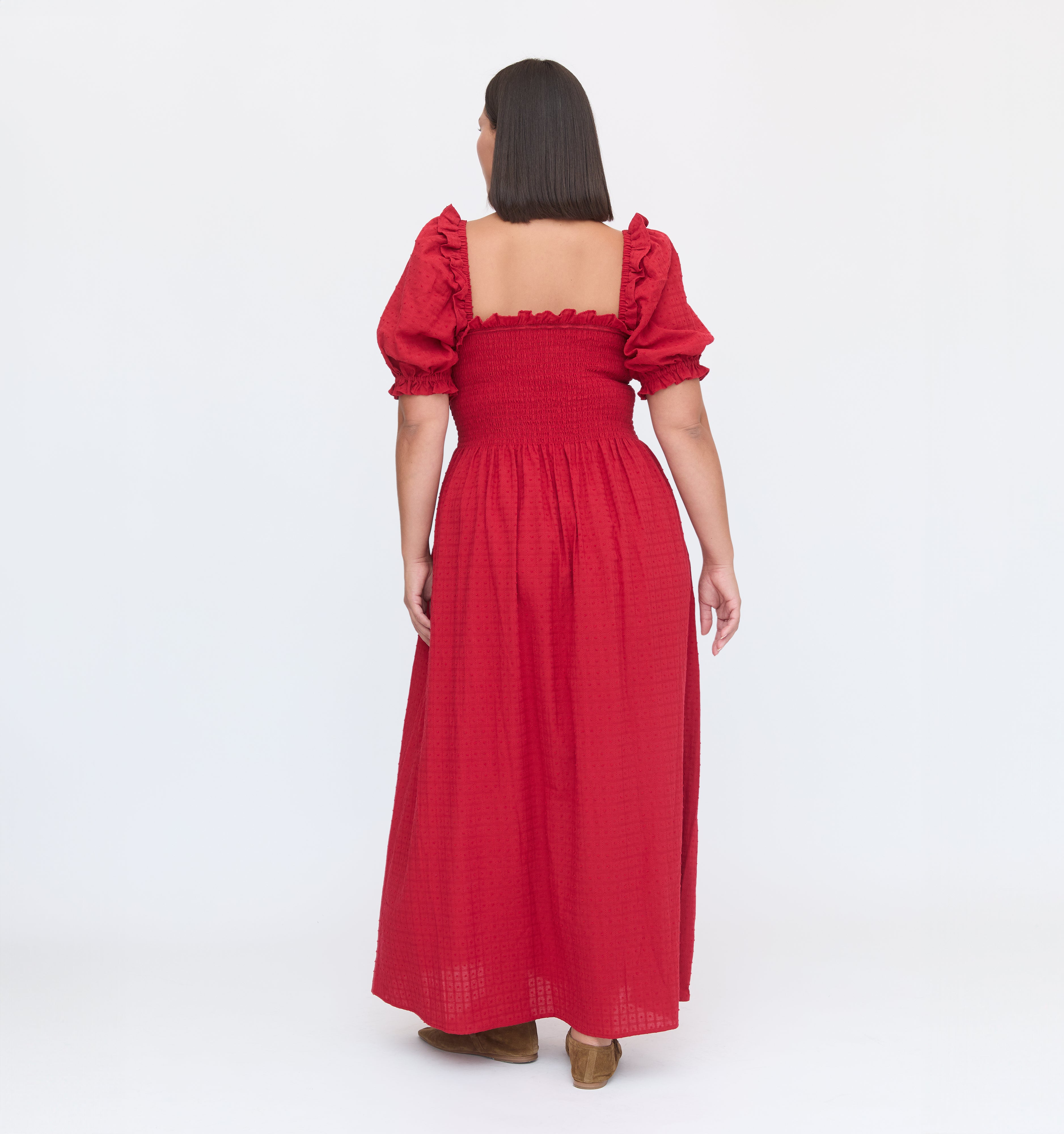 The Scarlett Nap Dress - Chili Red Textured Clip Dot