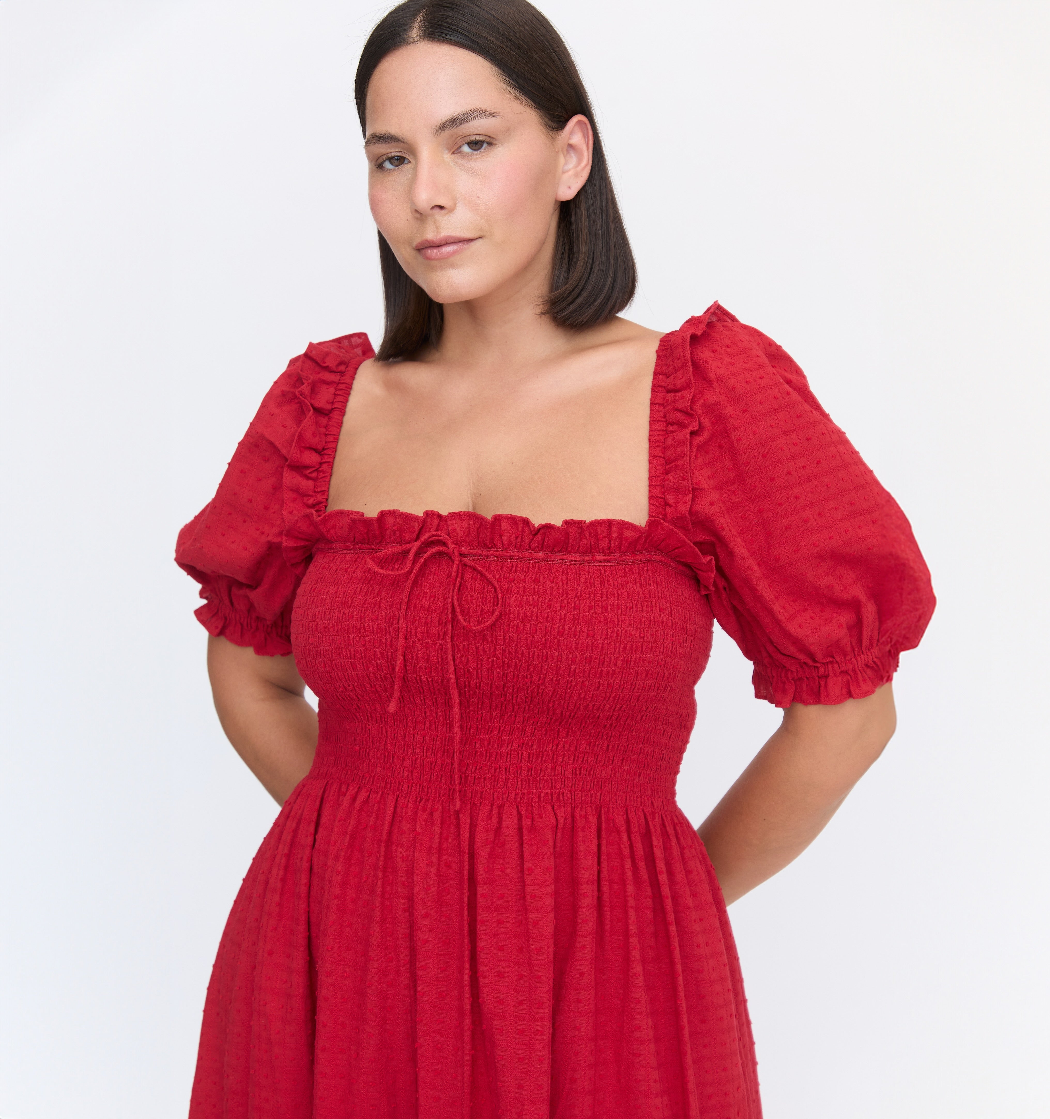 The Scarlett Nap Dress - Chili Red Textured Clip Dot