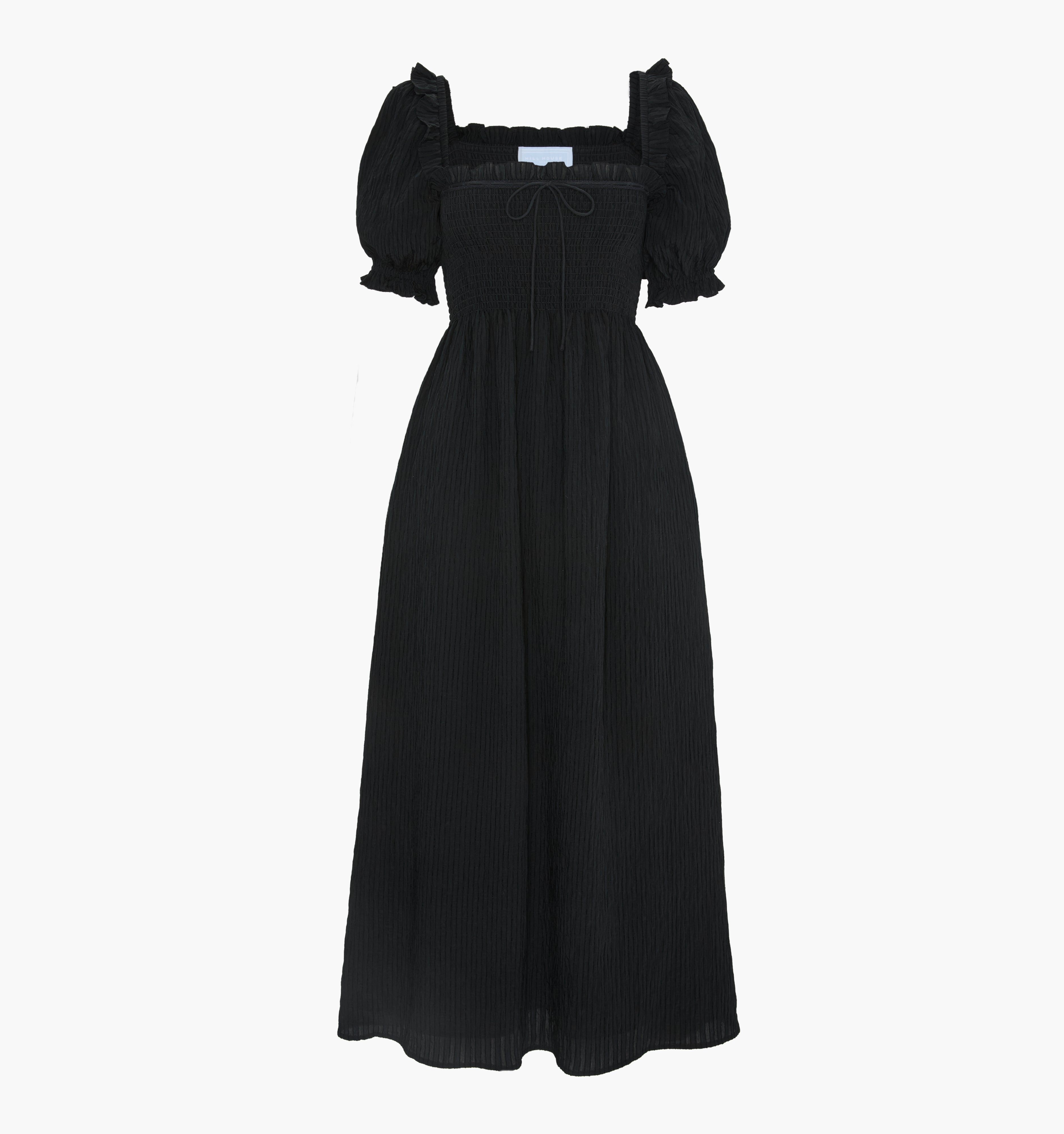 The Scarlett Nap Dress - Black Tonal Seersucker