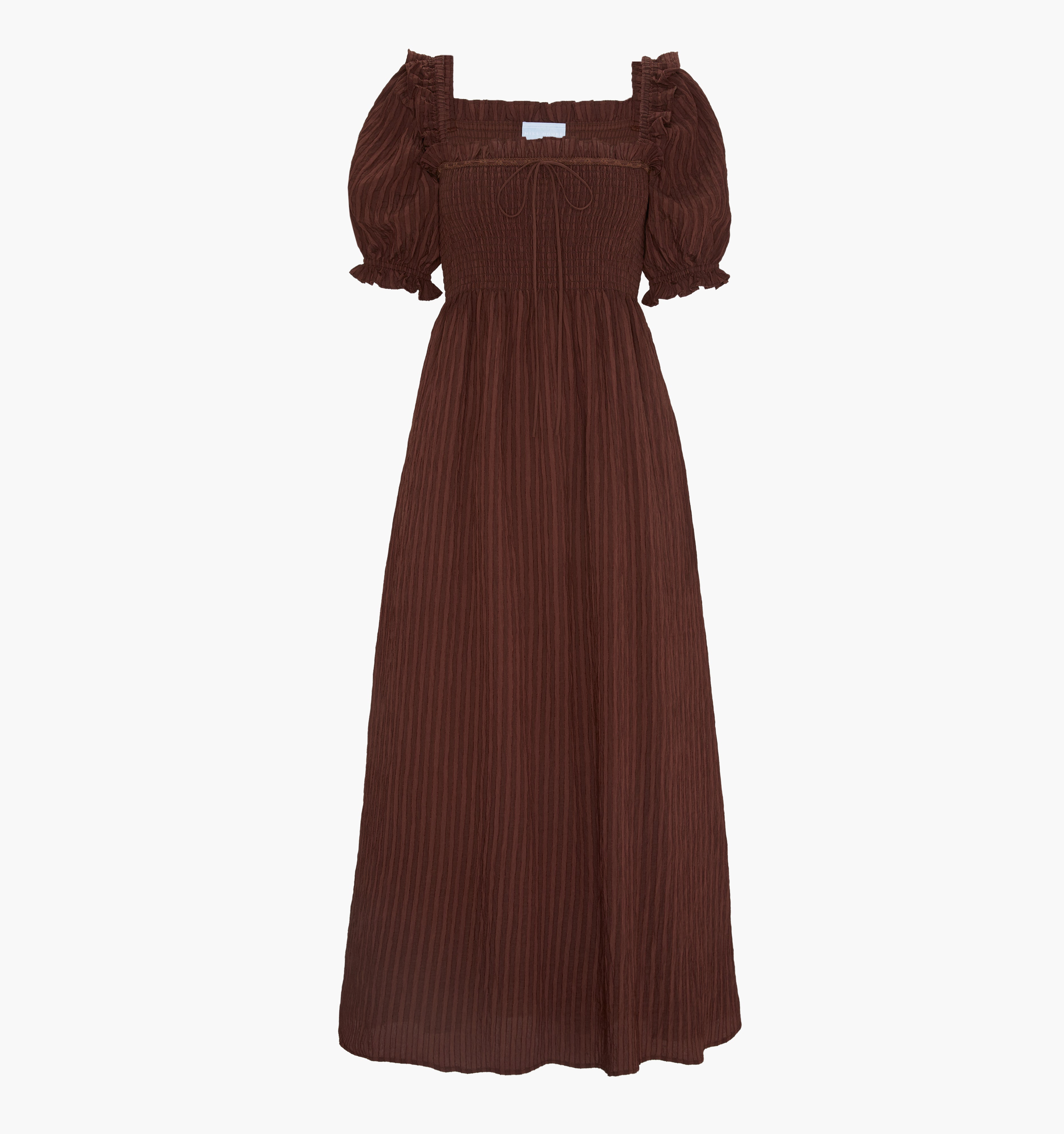 The Scarlett Nap Dress - Chocolate Tonal Seersucker
