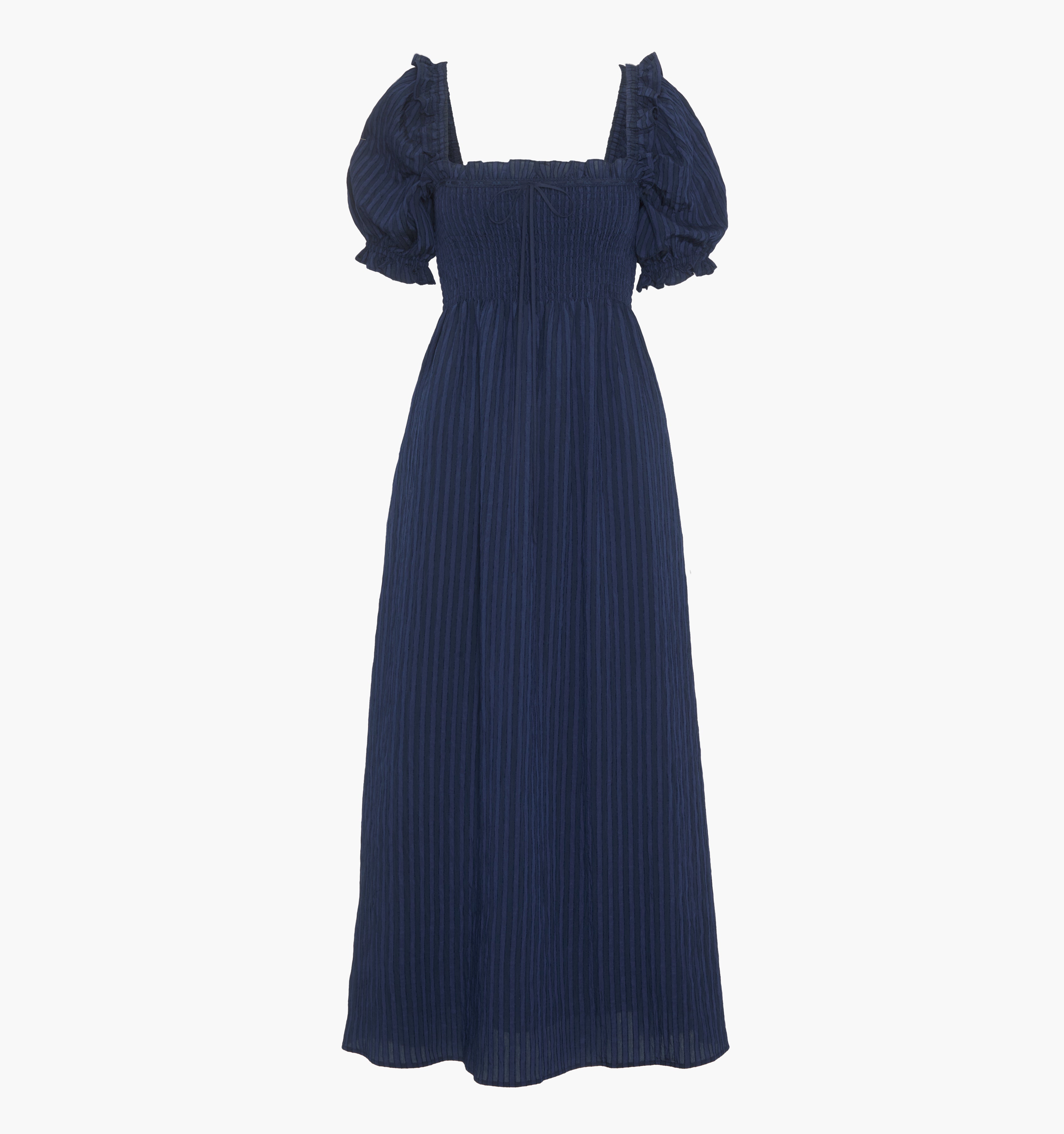 The Scarlett Nap Dress - Navy Tonal Seersucker – Hill House Home