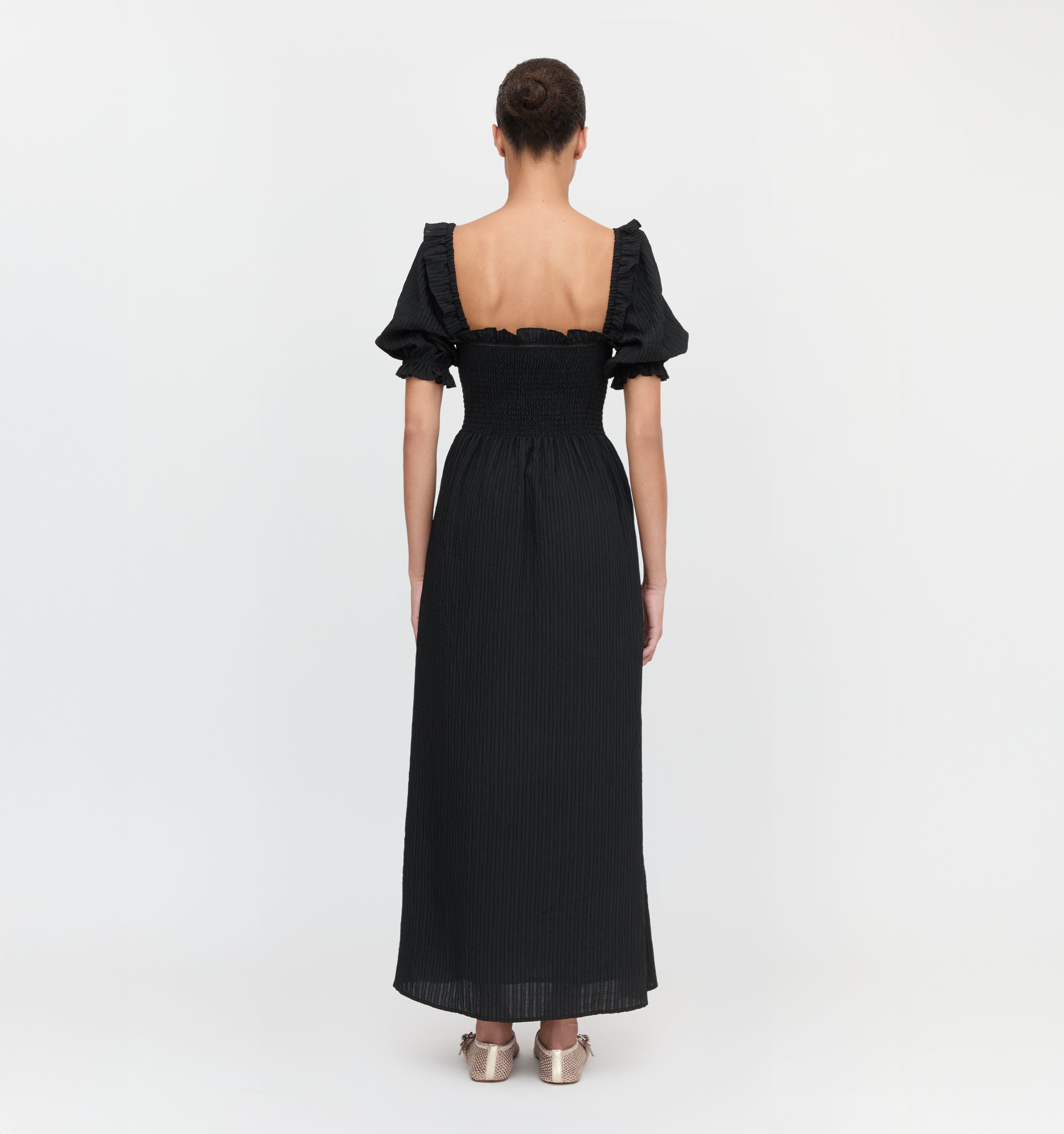 The Scarlett Nap Dress - Black Tonal Seersucker