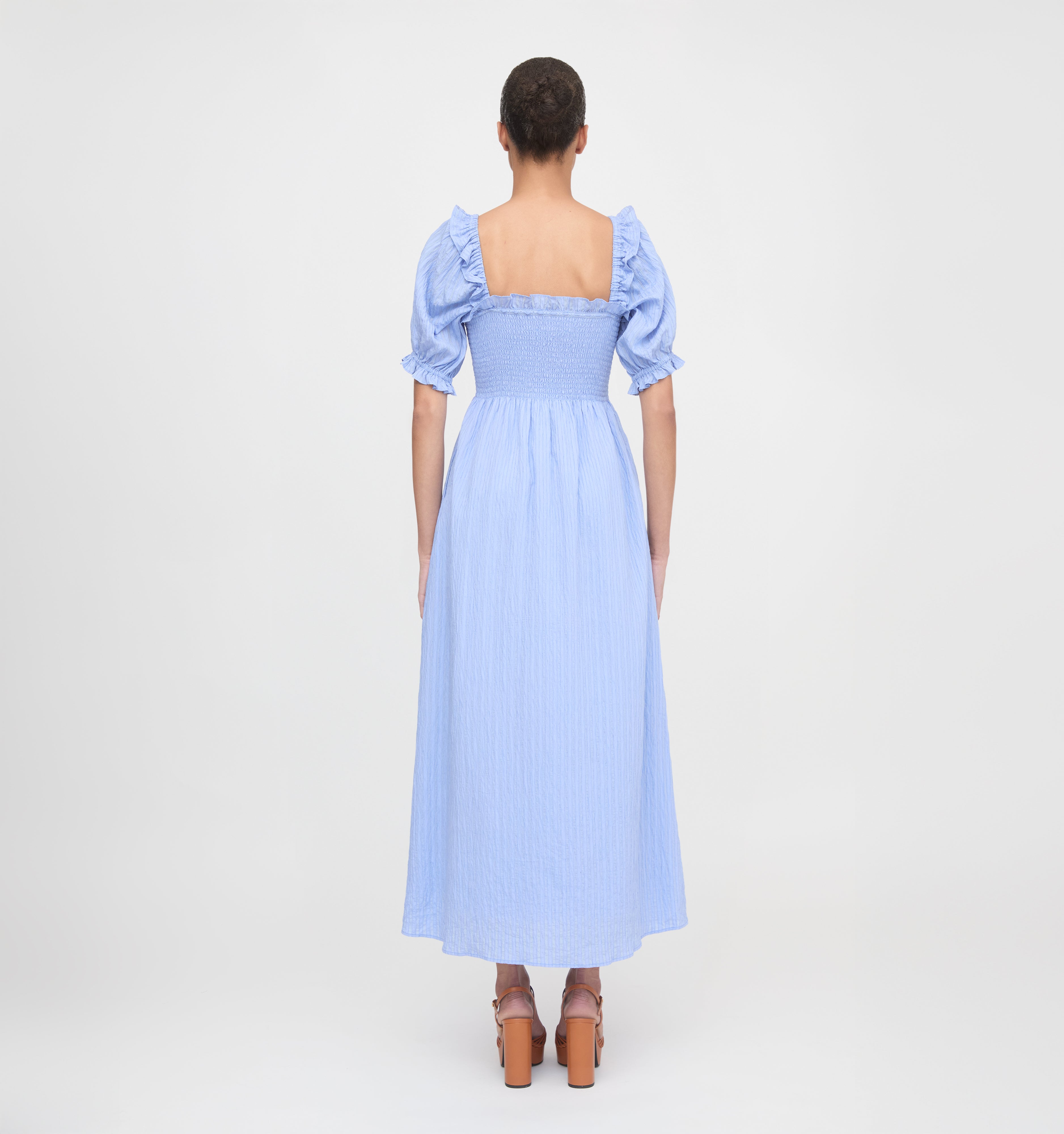The Scarlett Nap Dress - Bluebird Tonal Seersucker