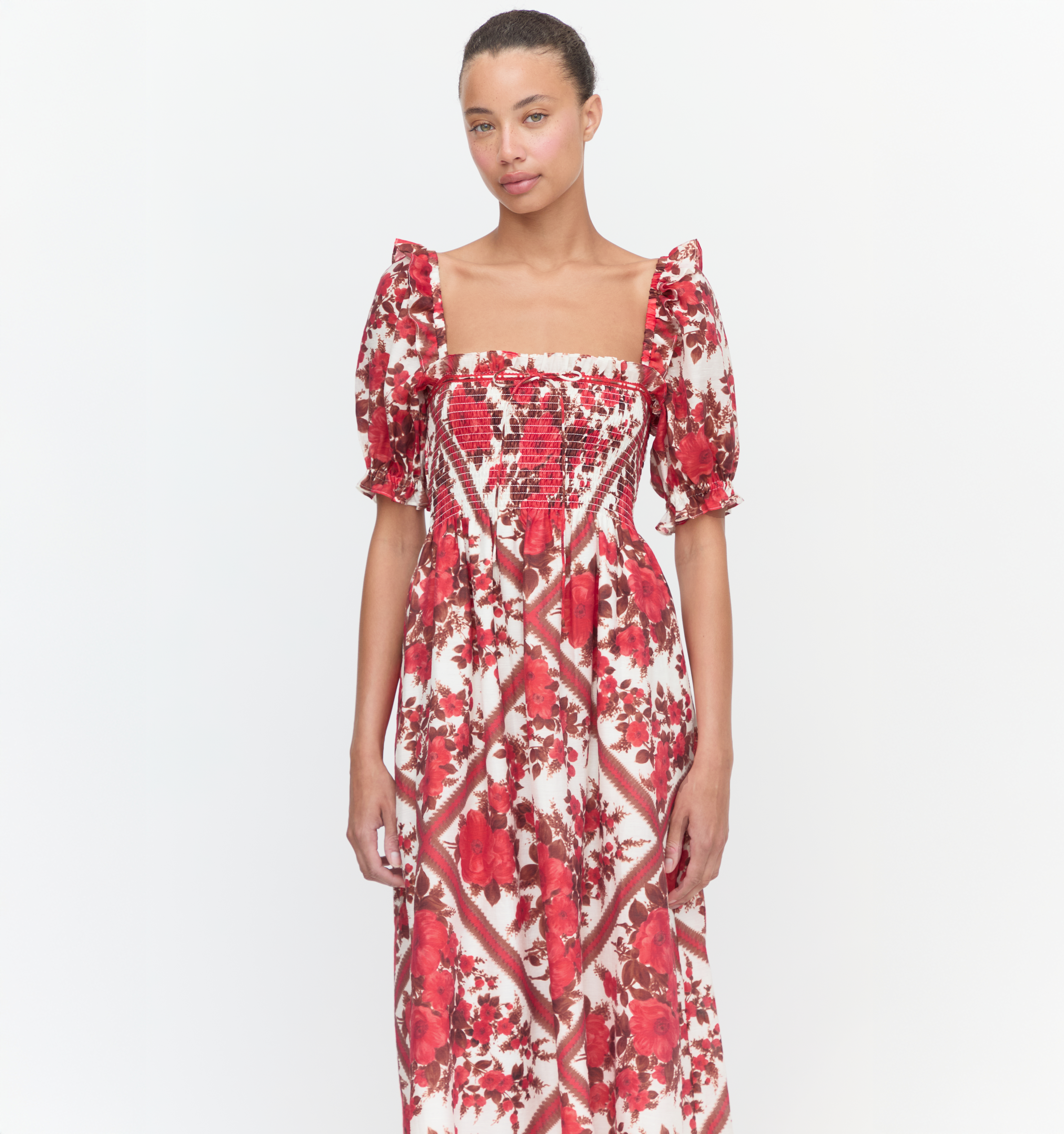 The Scarlett Nap Dress - Red Diamond Rose