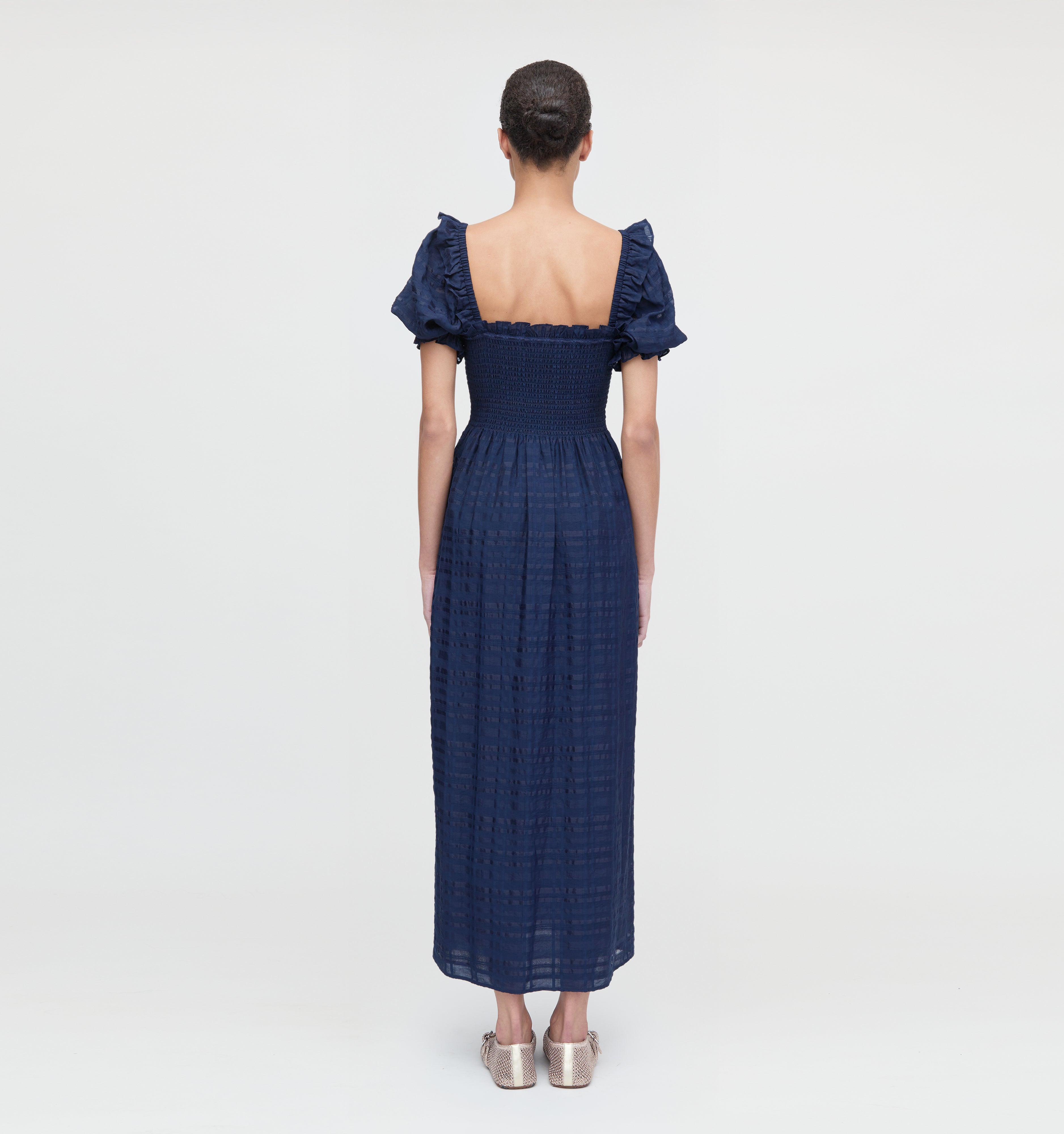 The Scarlett Nap Dress - Navy Sheer Plaid