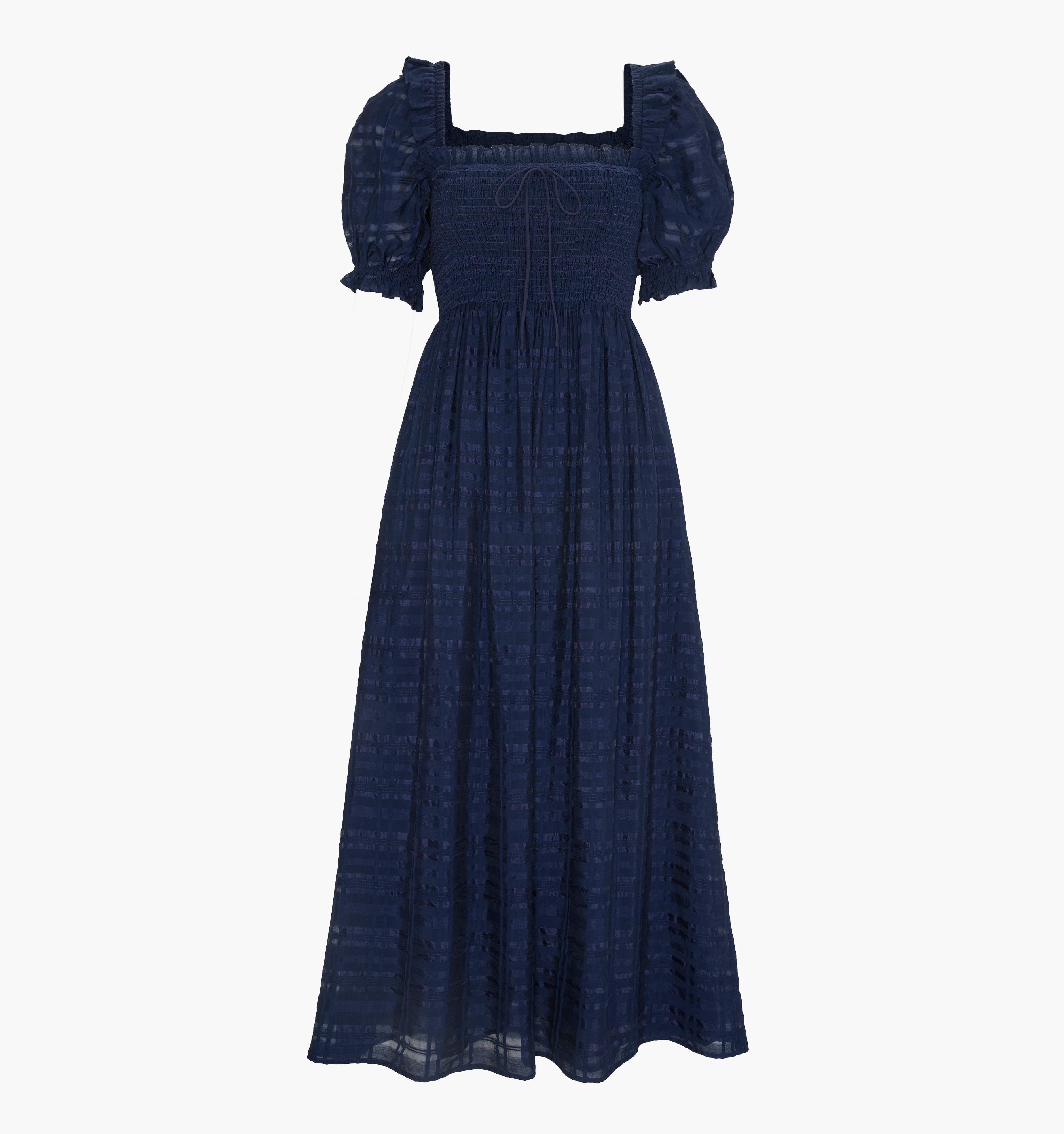 The Scarlett Nap Dress - Navy Sheer Plaid