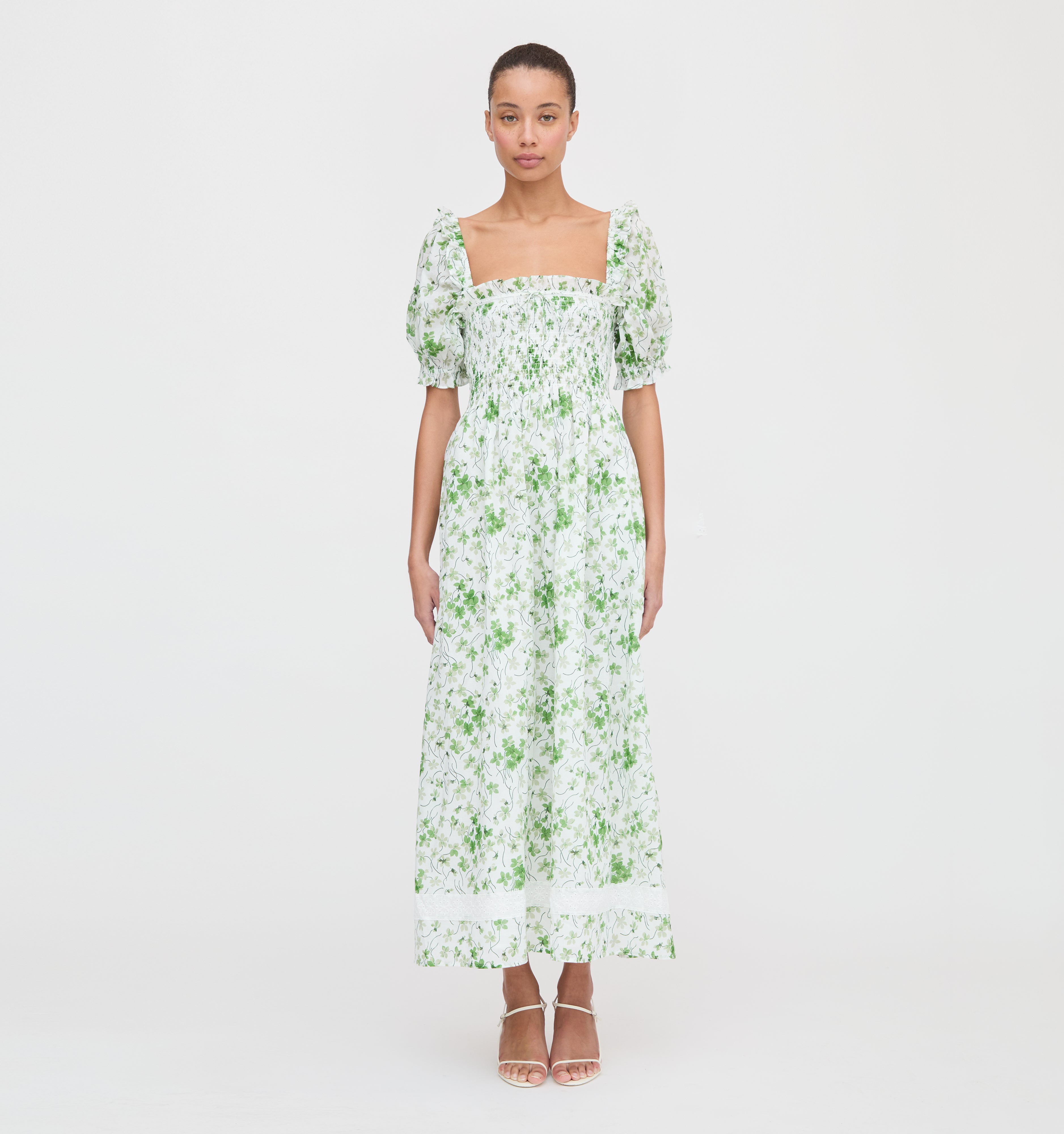 The Scarlett Nap Dress - Green Sweet Peas