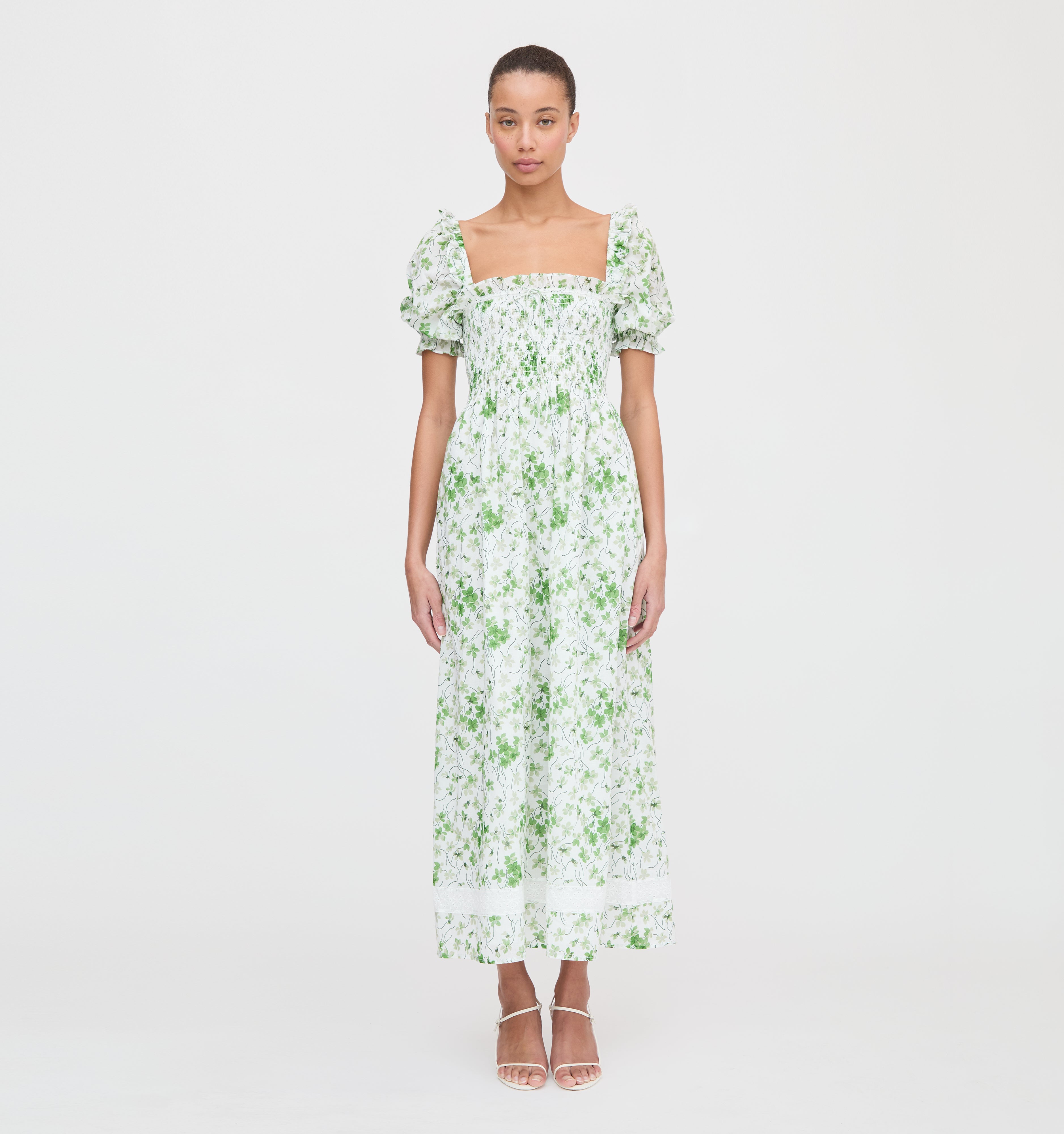 The Scarlett Nap Dress - Green Sweet Peas