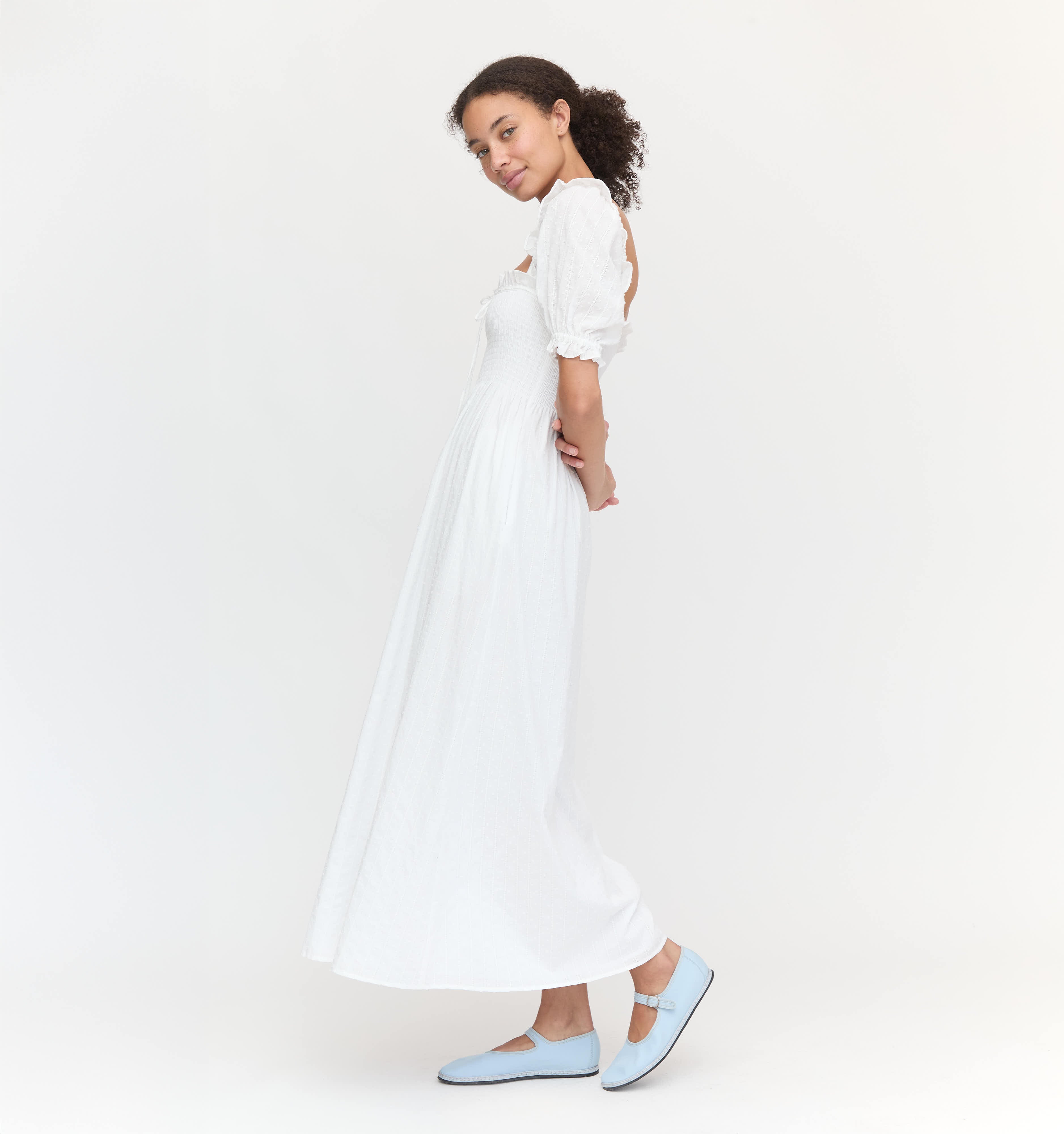 The Scarlett Nap Dress - White Linear Swiss Dot