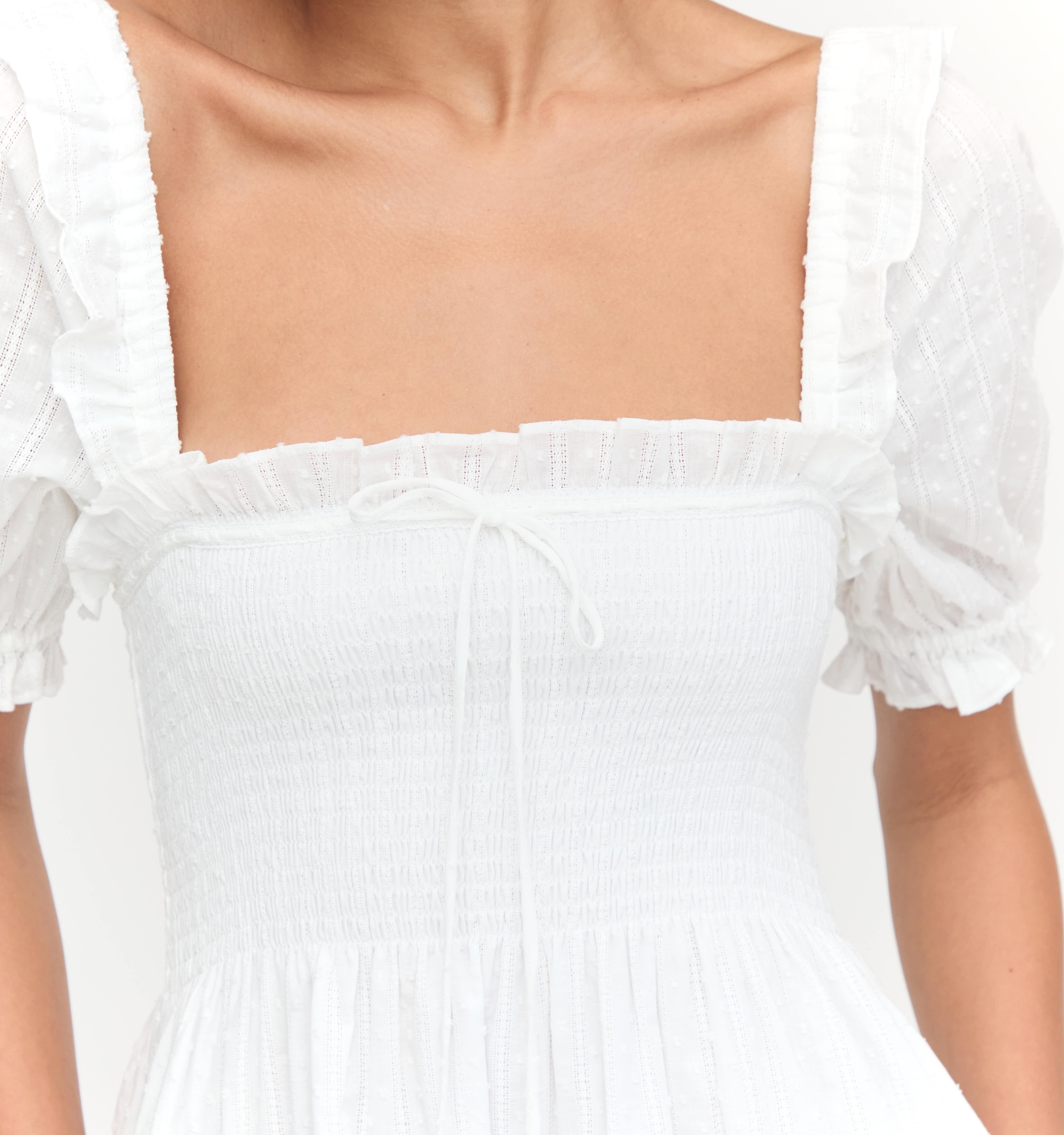 The Scarlett Nap Dress - White Linear Swiss Dot