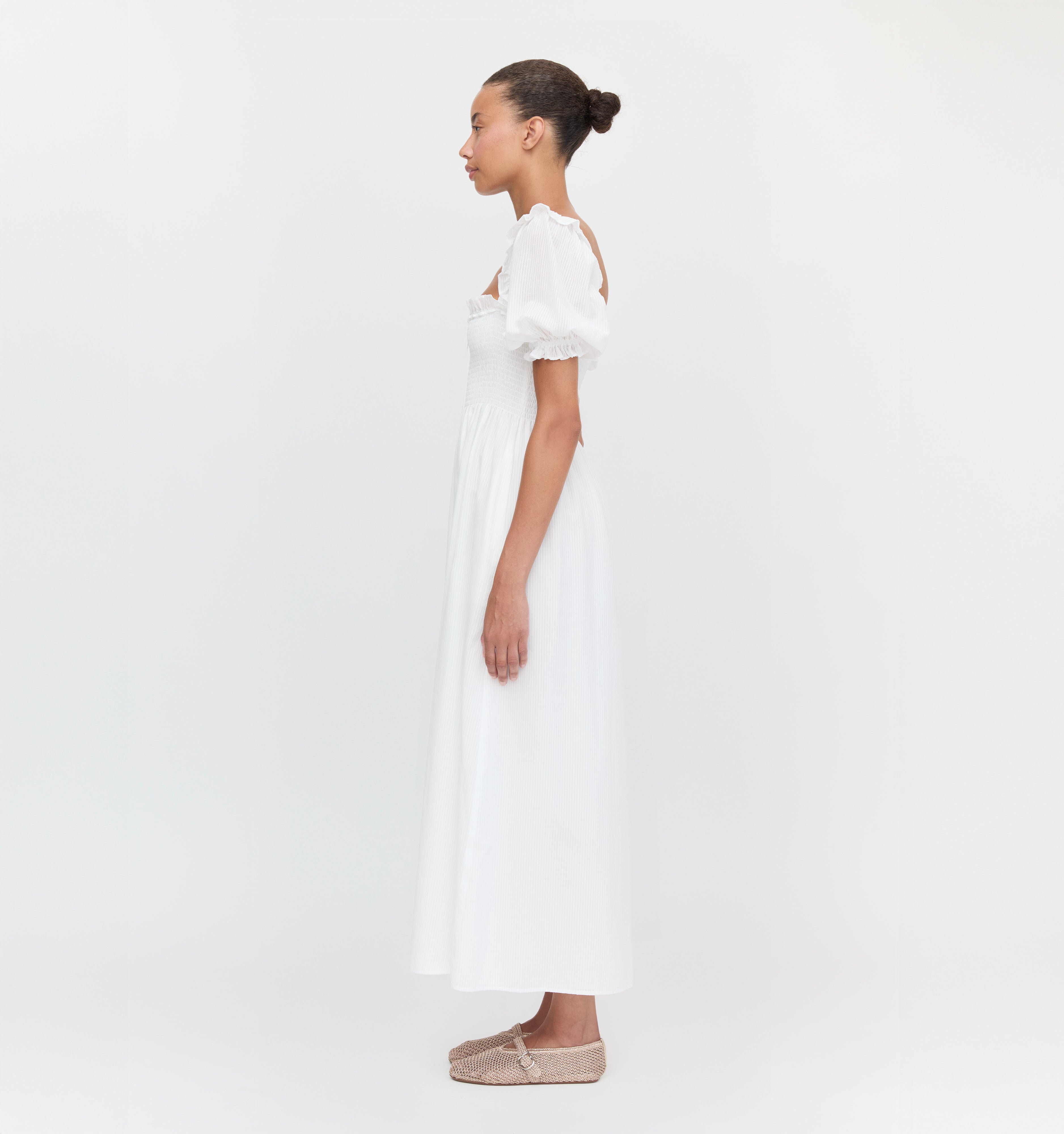 The Scarlett Nap Dress - White Shadow Stripe