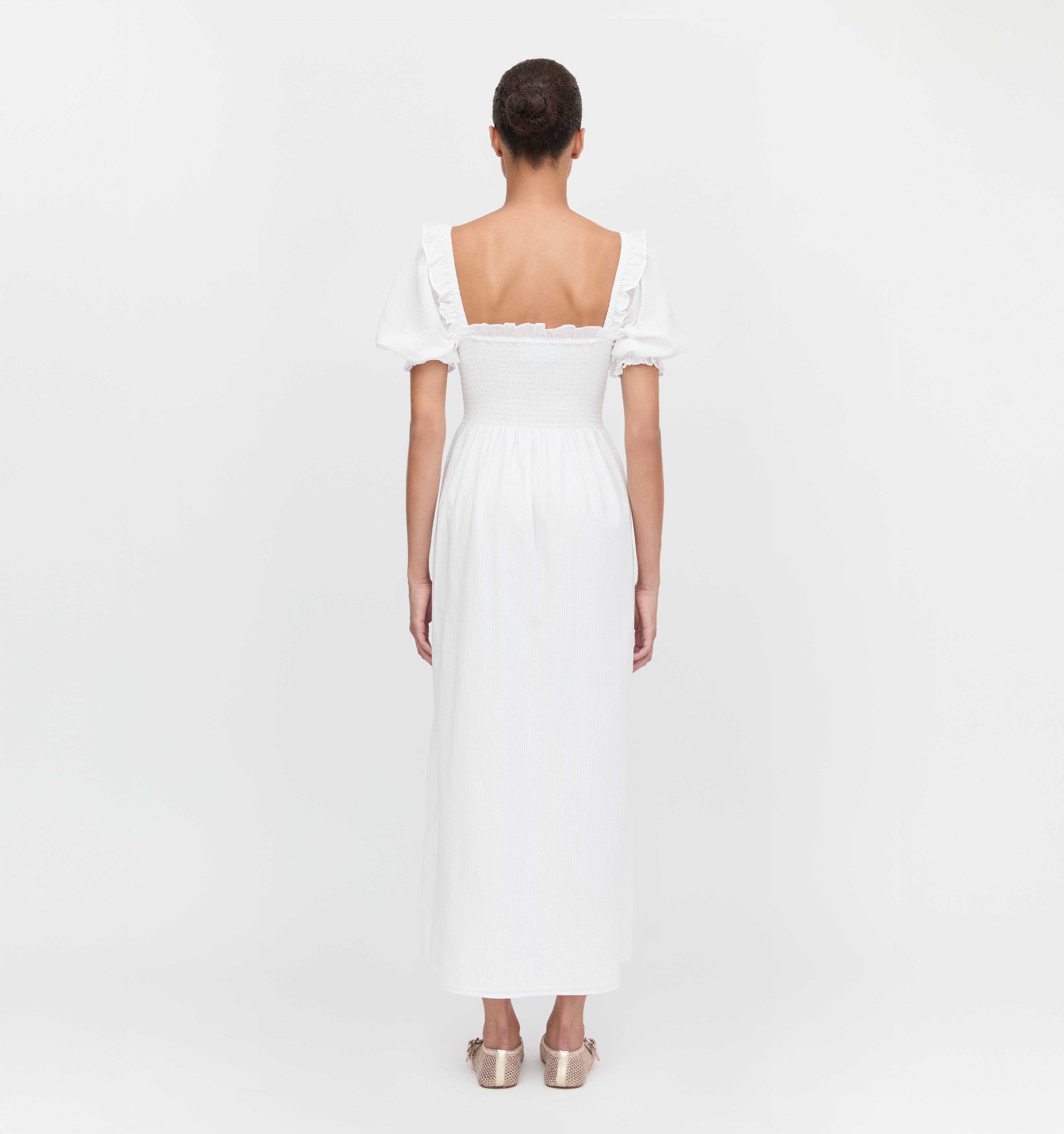 The Scarlett Nap Dress - White Shadow Stripe