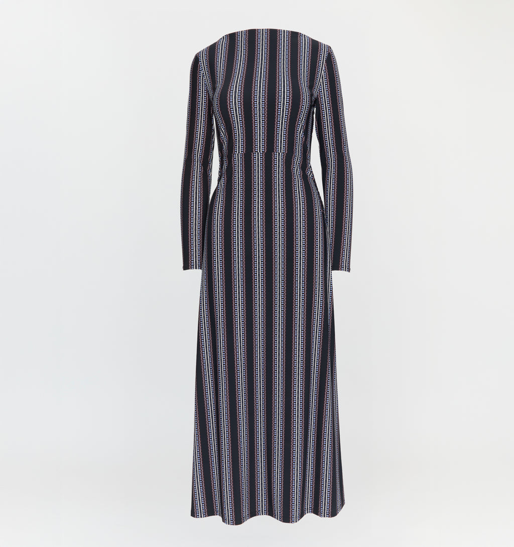The Selene Dress - Black Cobalt Medallion Stripe Hill House Home The Selene Dress - Black Cobalt Medallion Stripe Hill House Home