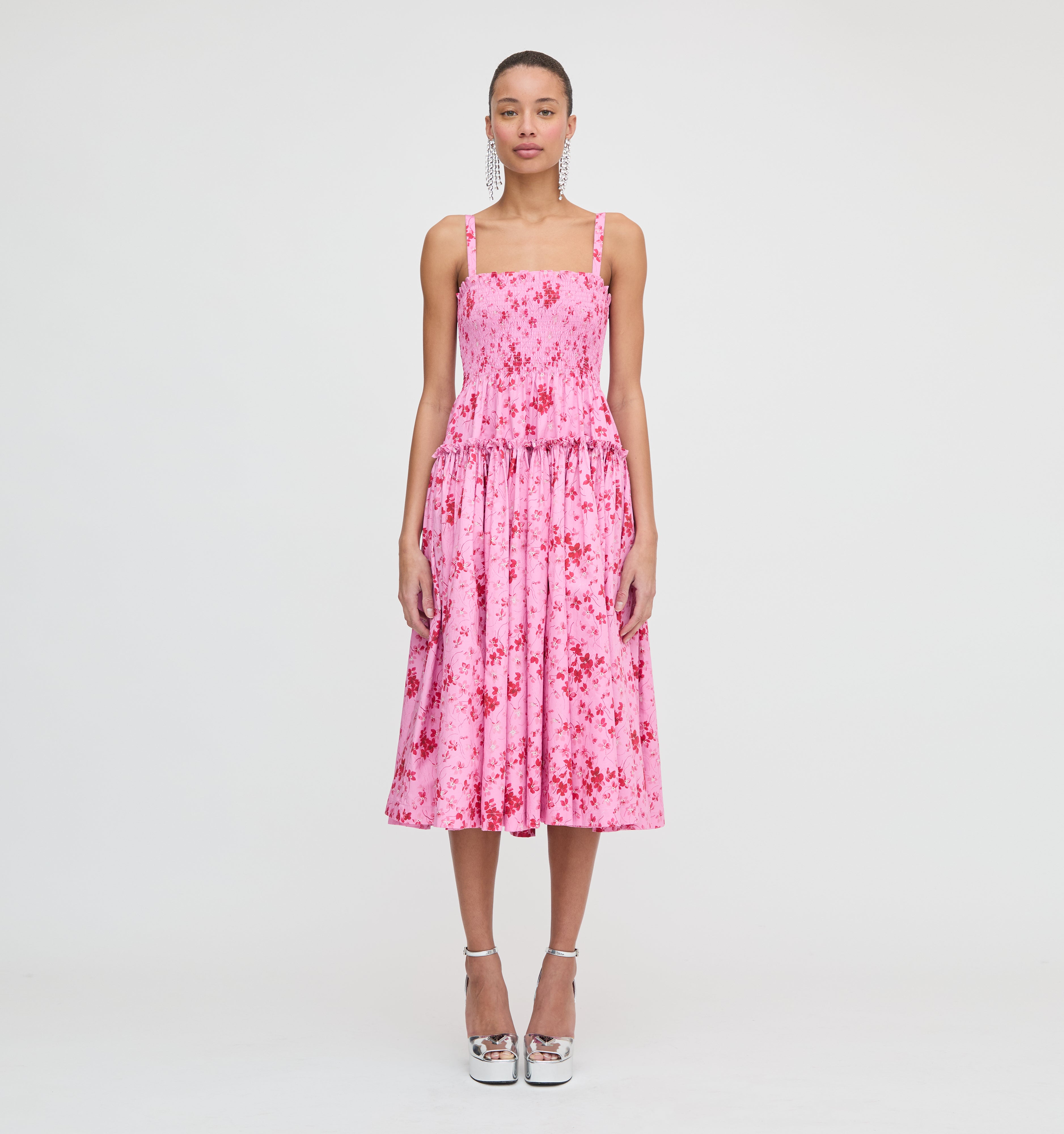 The Seraphina Midi Nap Dress - Pink Sweet Peas
