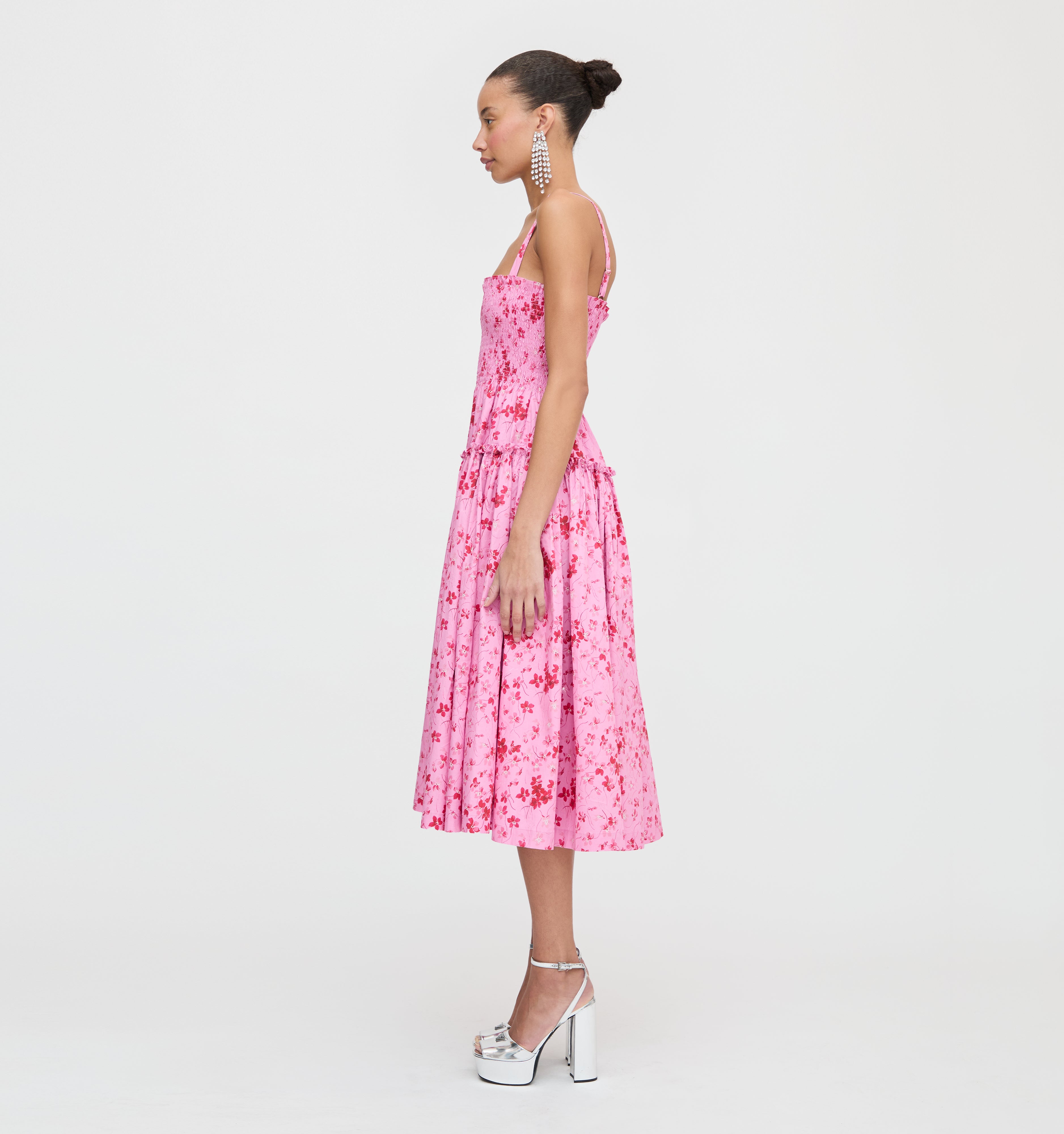 The Seraphina Midi Nap Dress - Pink Sweet Peas
