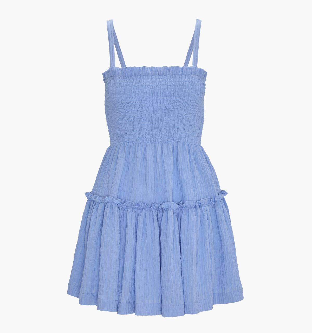 The Seraphina Mini Nap Dress - Bluebird Tonal Seersucker
