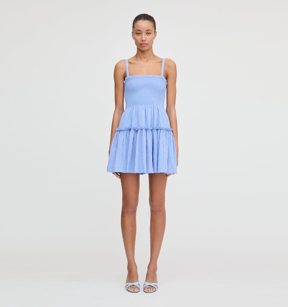 The Seraphina Mini Nap Dress - Bluebird Tonal Seersucker – Hill