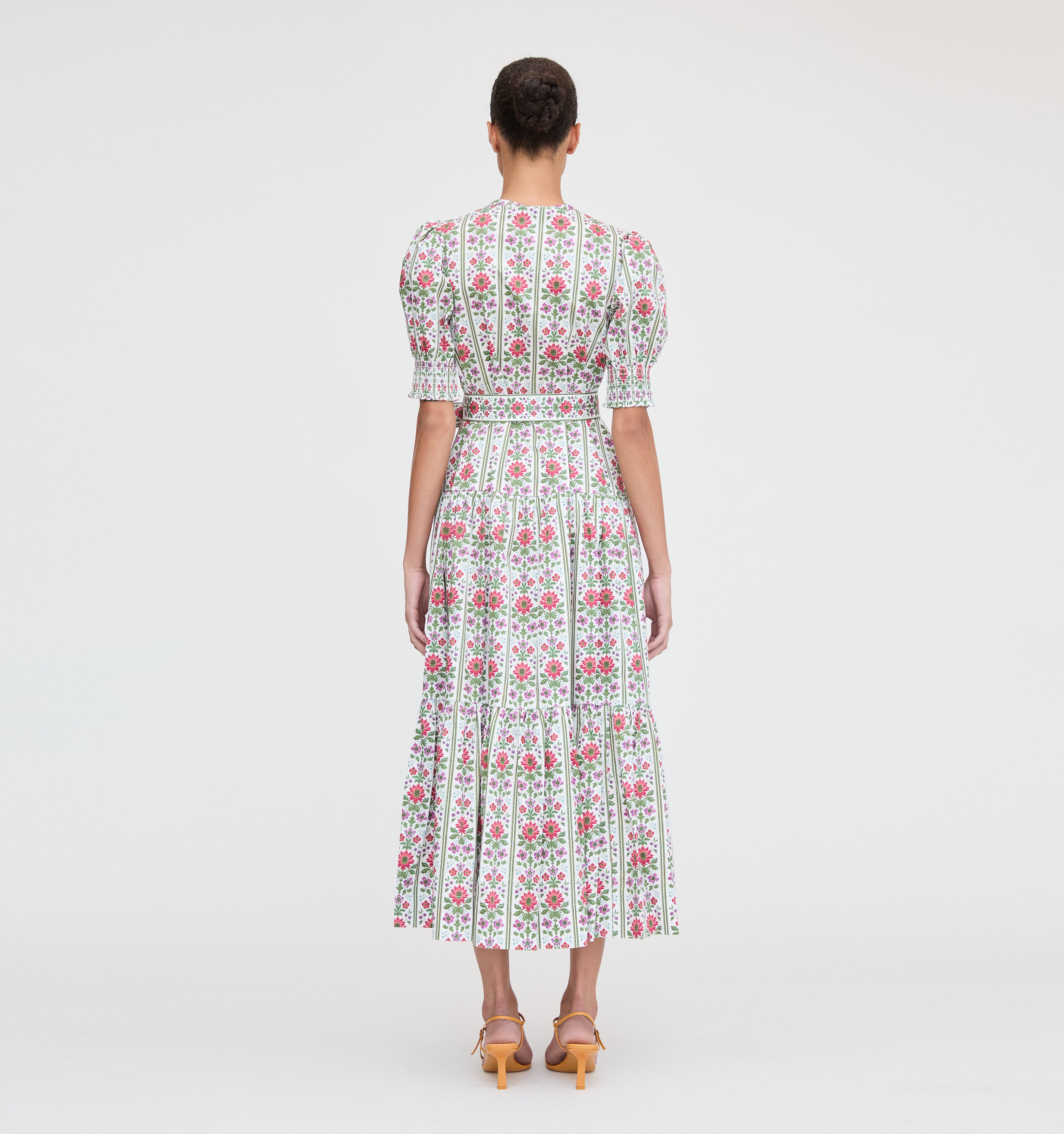 The Yara Dress - Green Floral Block Stripe