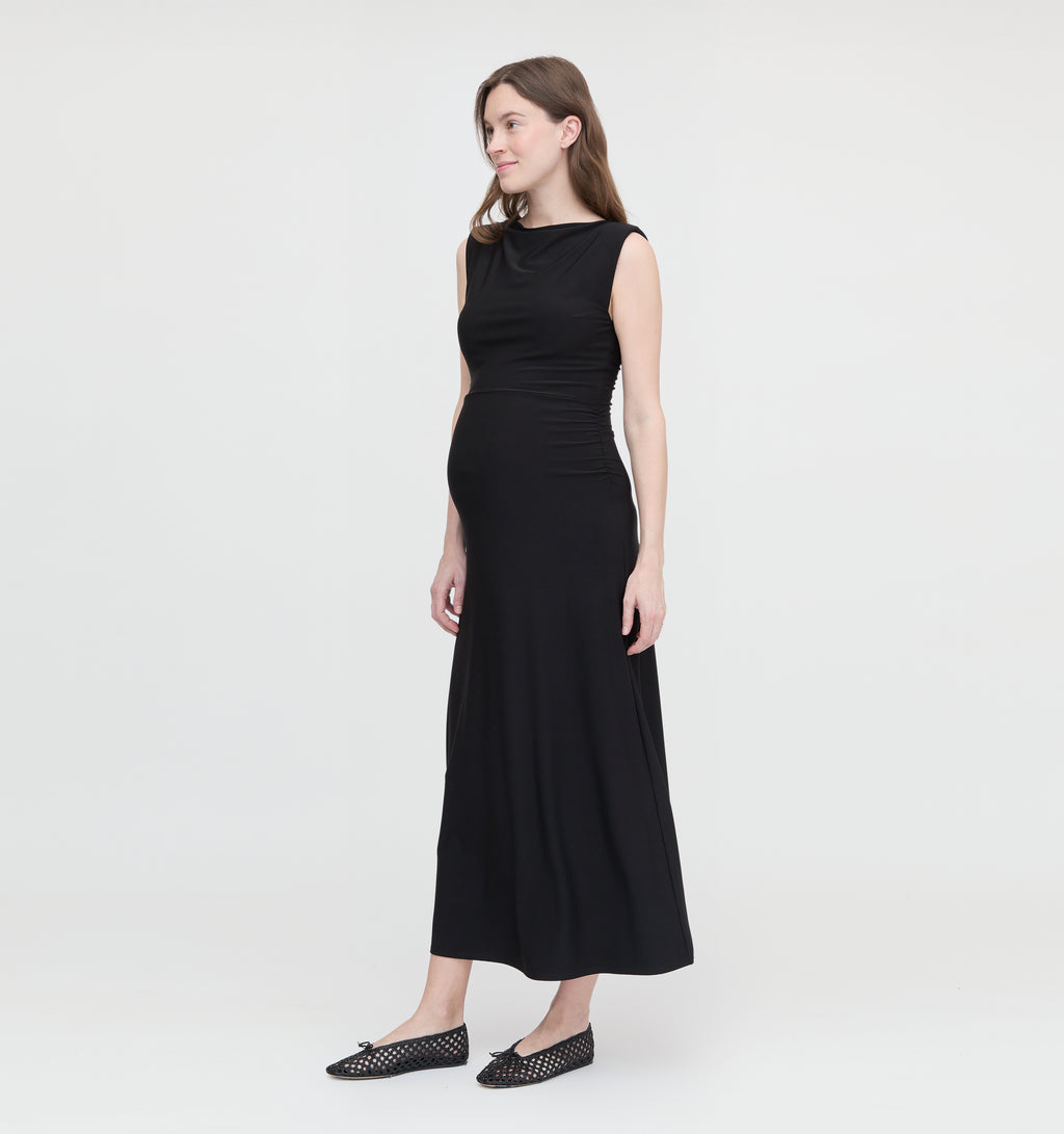 evening dresses gown Momyknows Blue Ruched Cowl Neck Backless Mermaid Maternity Maxi Dress main image 0