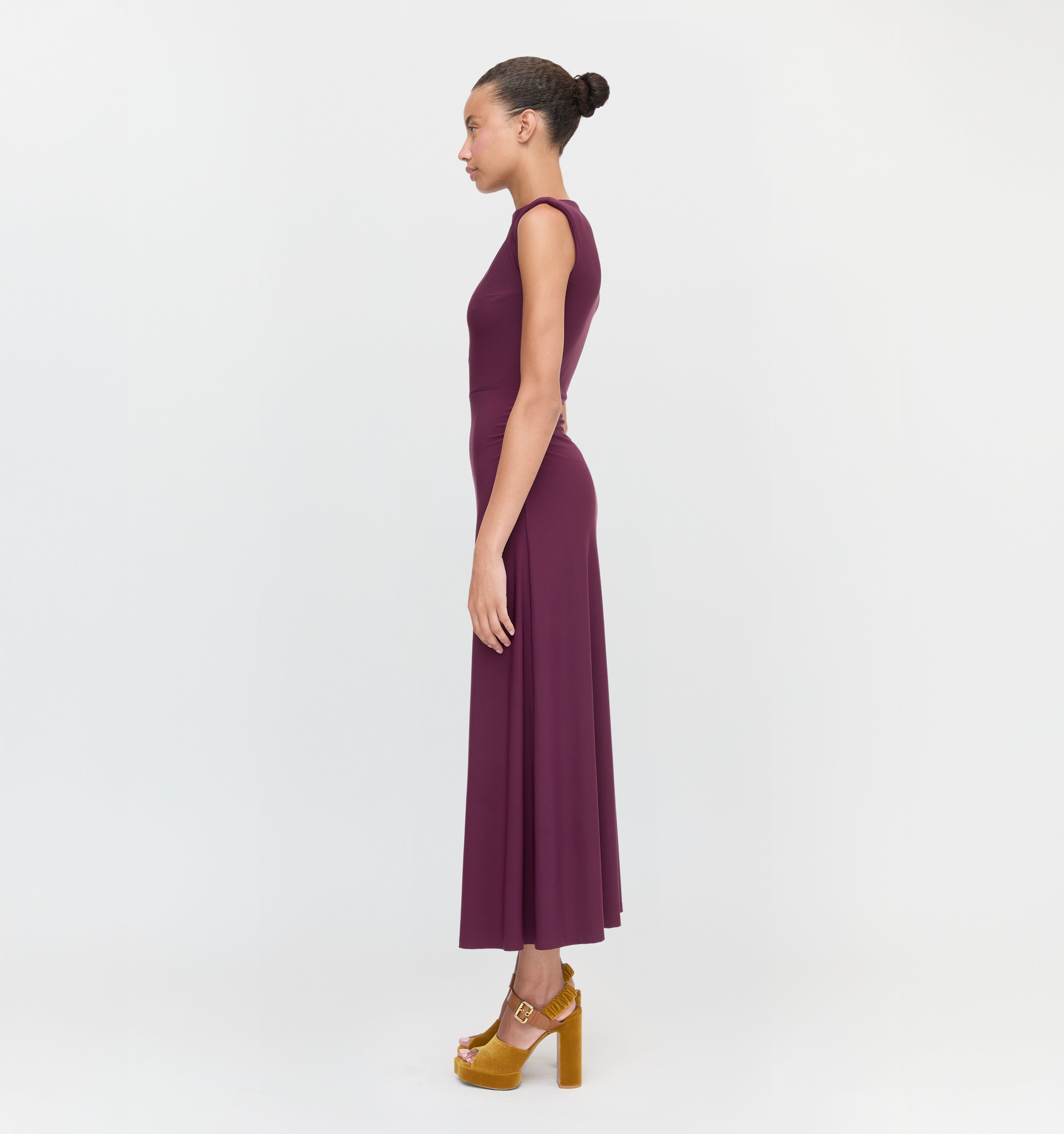 The Sloane Dress in Aubergine color: Aubergine